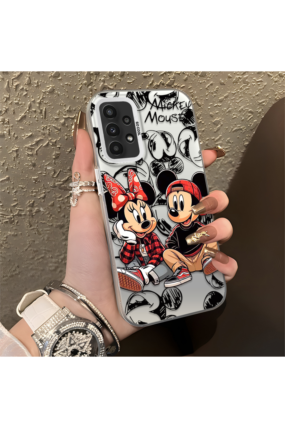 Samsung Galaxy A23 Compatible Silicone Edge Hard Rear Anti Fall Case Classic Mickey Mouse