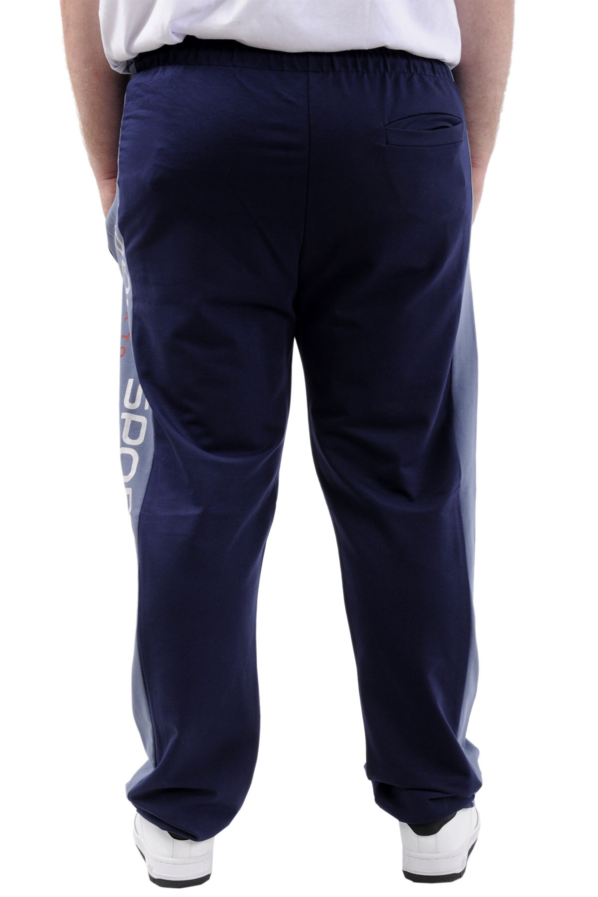 ModeXL Mode XL Büyük Beden Erkek Eşofman Altı Cepli Baskılı SPORT 24516 İndigo görsel 5