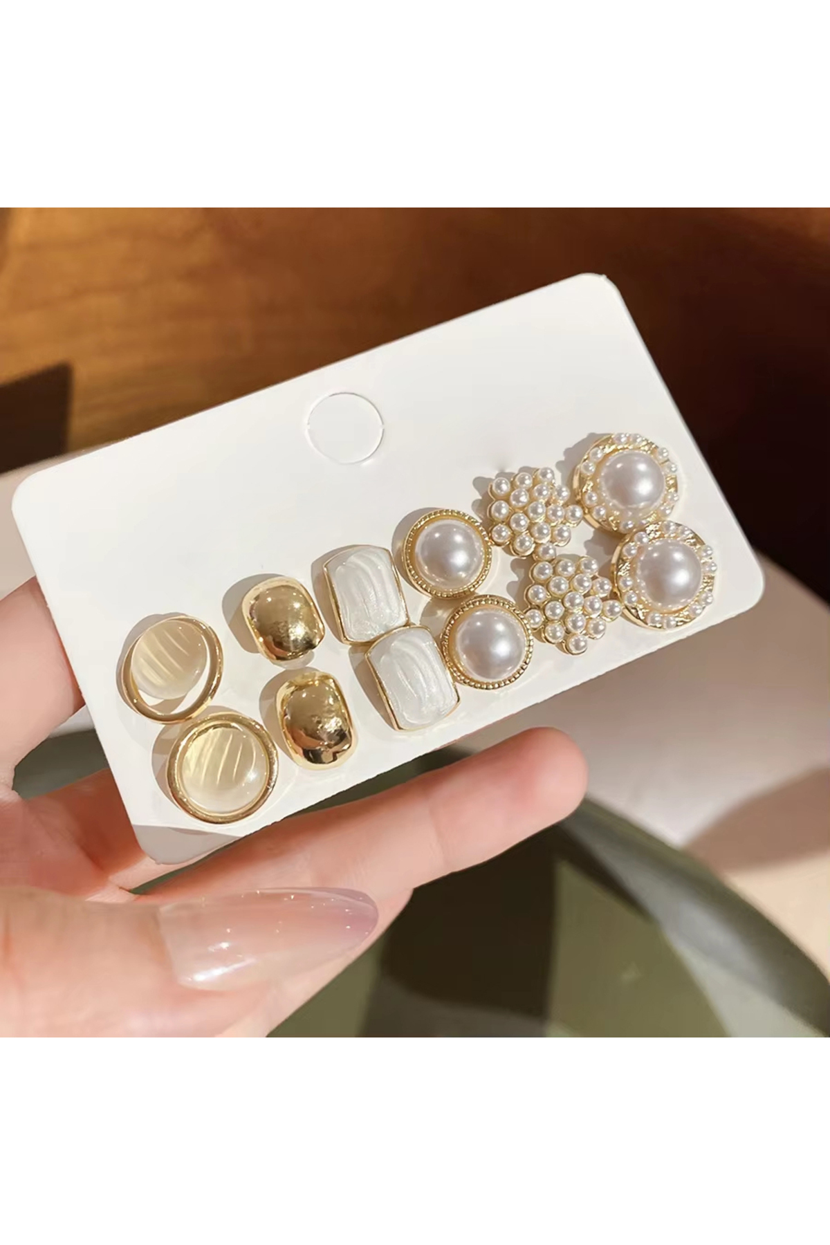 Choice 12 Pcs set 6/10/12 Pcs Simulated Pearl Round Square Stud Earrings Smal...