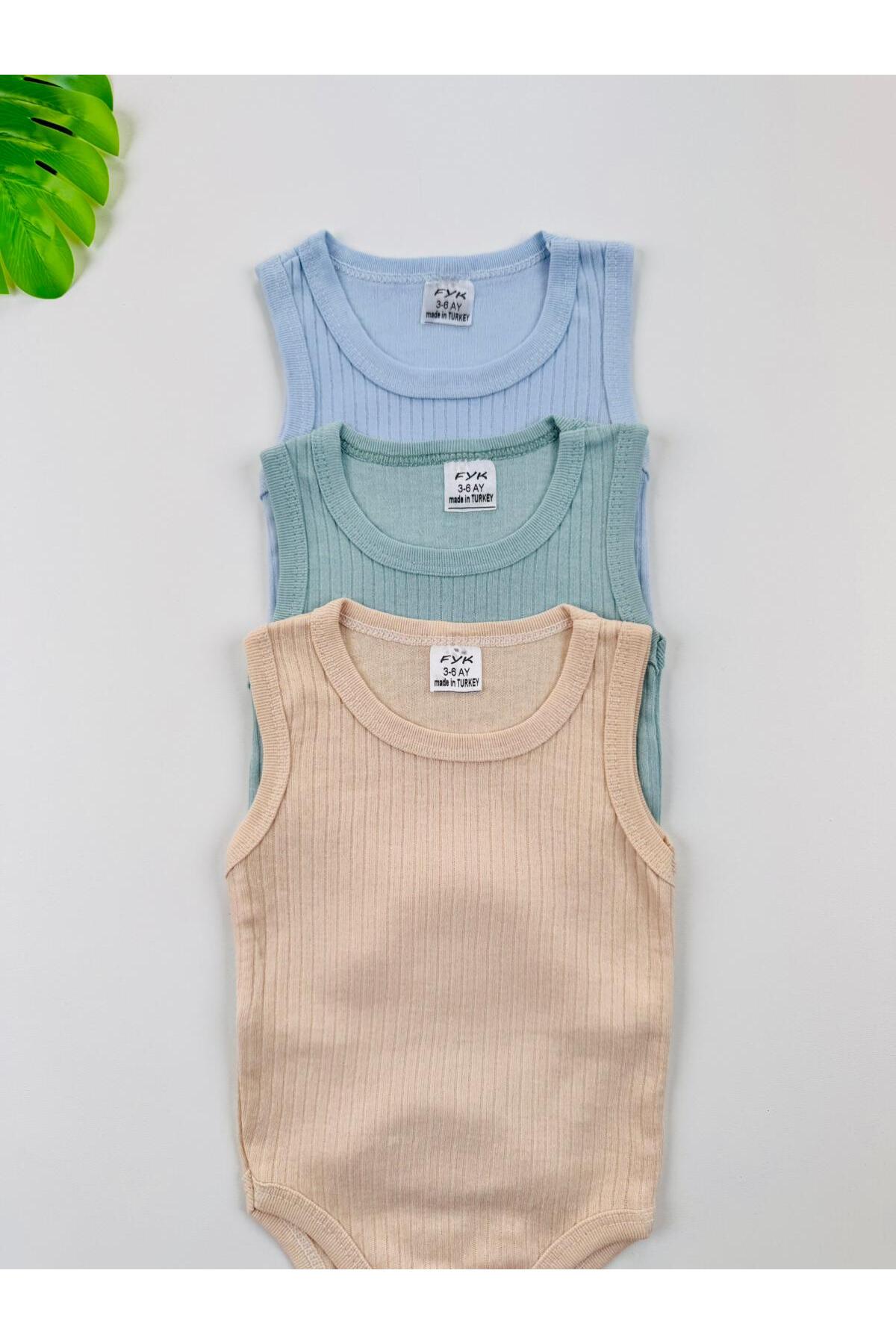 EFU BABY 3lü Unisex Fitilli Askılı Bebek Atlet Body Zıbın fotoğrafı 2 (önizleme)