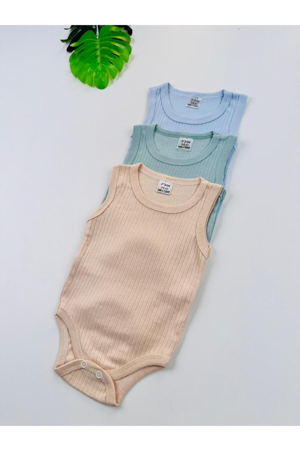 EFU BABY 3lü Unisex Fitilli Askılı Bebek Atlet Body Zıbın fotoğrafı 4 (önizleme)