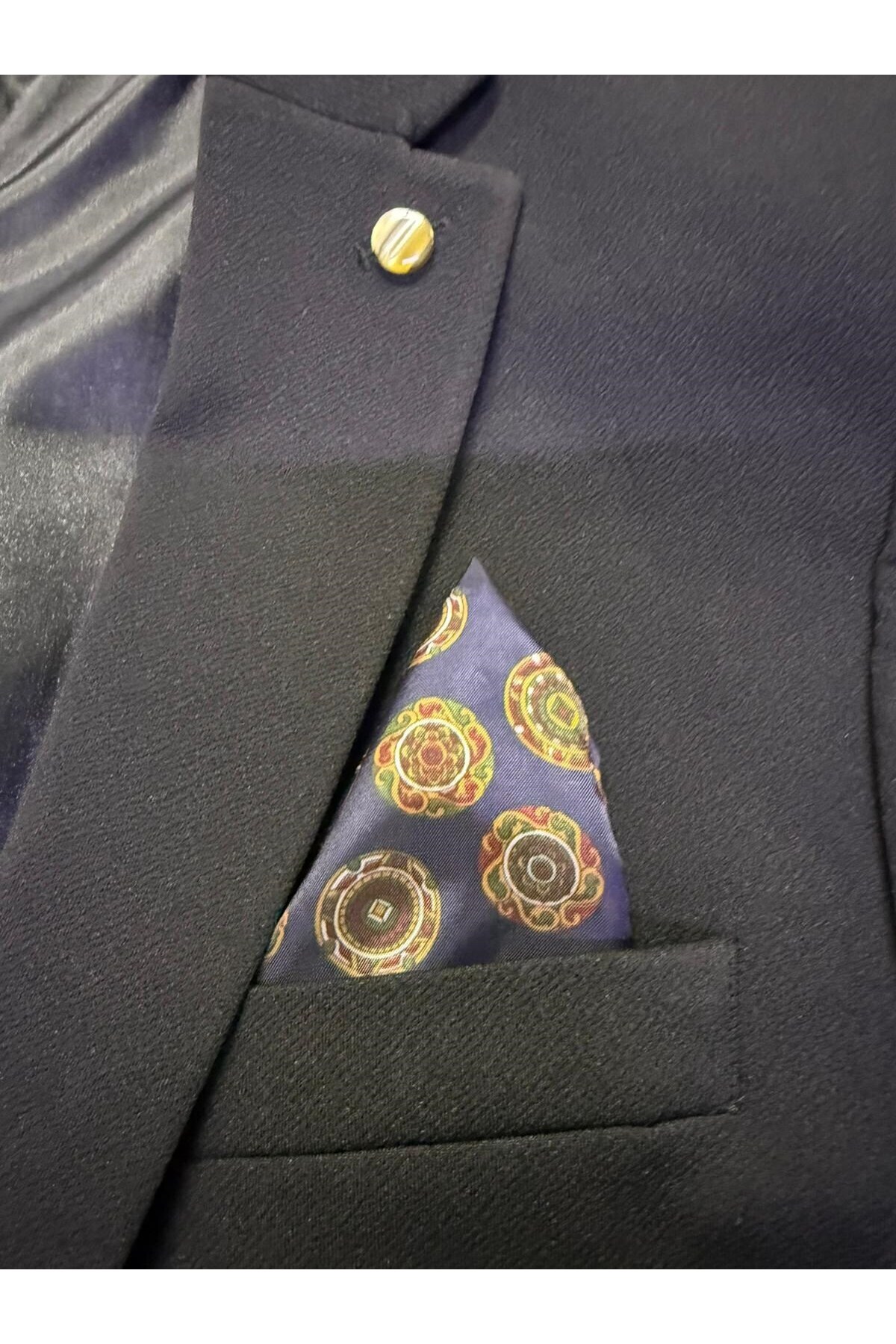 Plus Scorpion  Erkek Lacivert Mono Yaka Likralı Blazer Ceket – Esnek Konfor Kumaş, Tek Düğmeli Slim Fit - Görsel 5