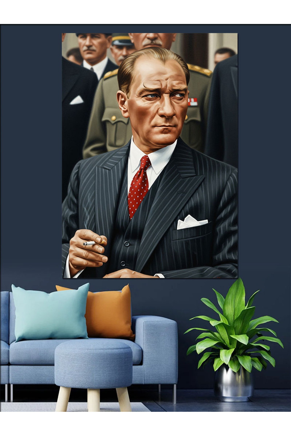Atatürk Sigara Yüksek kaliteli yağlı boya dokulu Kanvas Canvas Tablo kanvas tablo canvas tablo duva