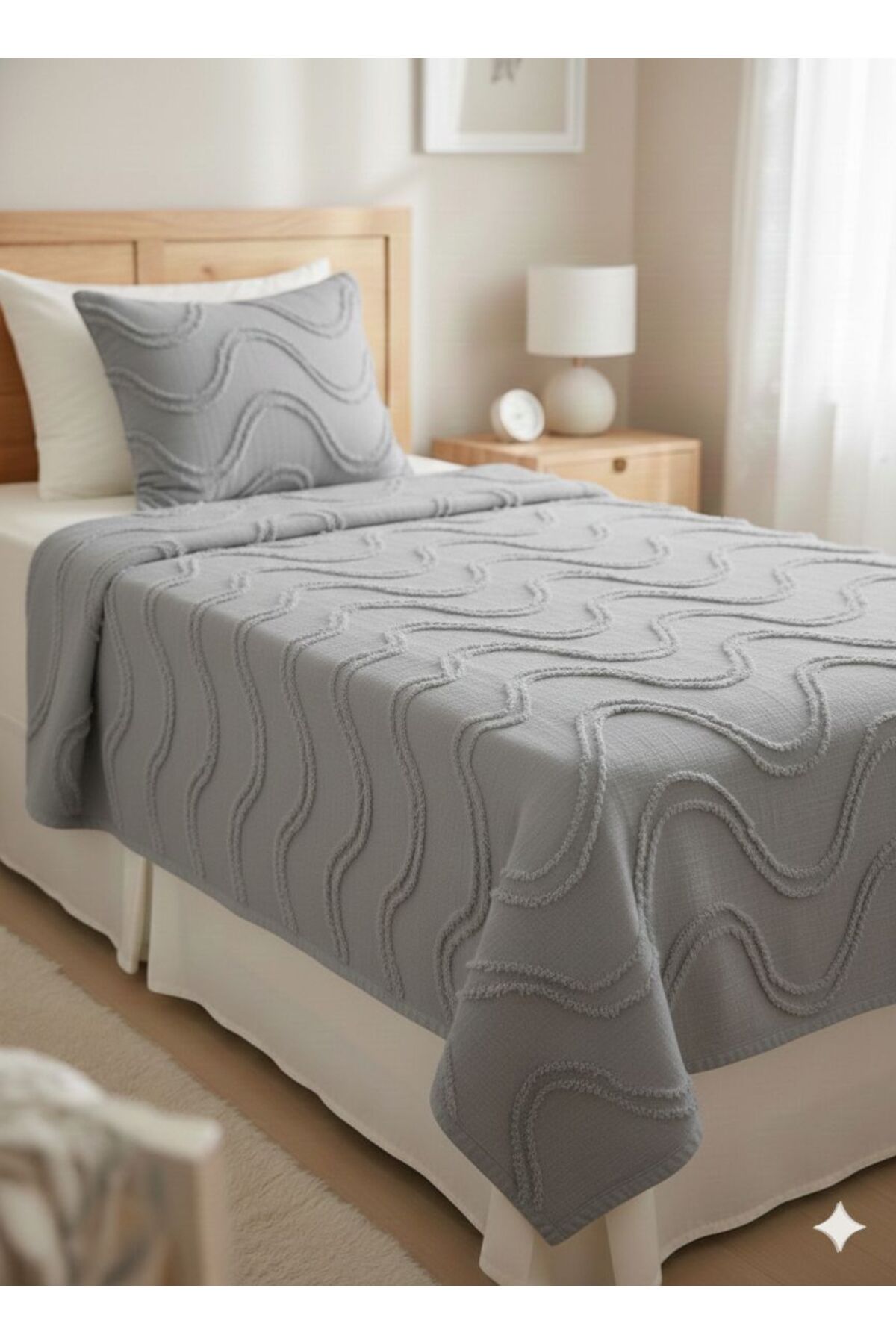 BH BABY HOME Premium Seri Kabartma Desenli Tek Kişilik Yatak Örtüsü seti - 170x230 cm