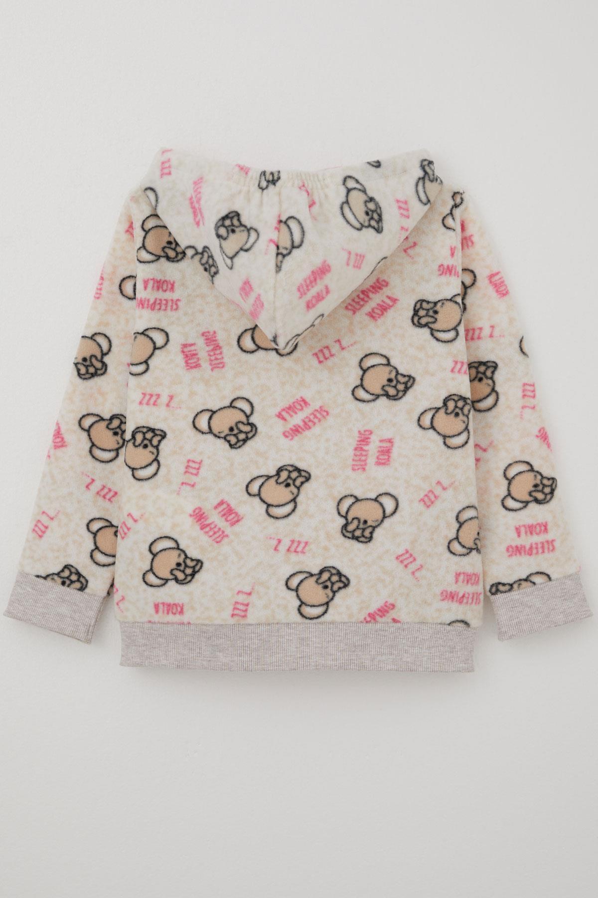 Breeze Kız Bebek Hırka Sevimli Uykucu Koala Desenli 9 Ay-3 Yaş, Bej Melanj fotoğrafı 3 (önizleme)