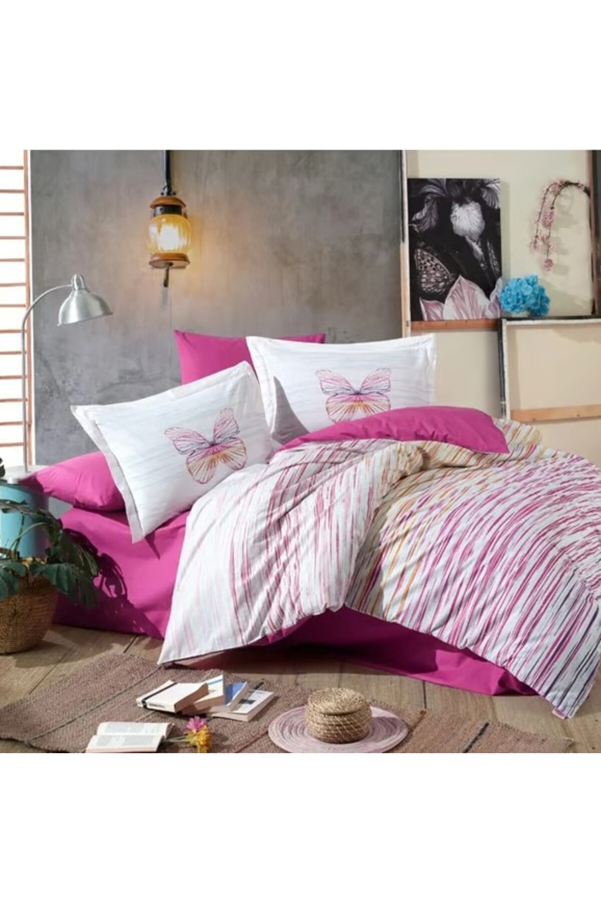 Kingsize Poplin Duvet Cover Eldora Fuchsia