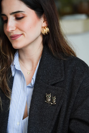 Asleyaccessories İkili Baykuş Broş