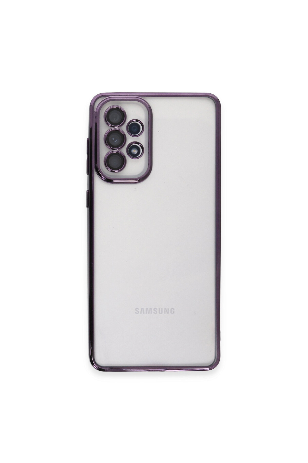 Samsung Galaxy A33 5G İçin Uyumlu 3D Kamera Korumalı Şeffaf Tasarım Bumper Kılıf