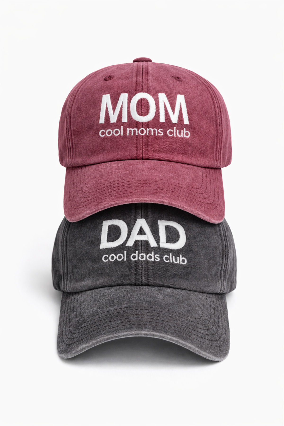 DAD & MOM Est. Embroidered Antique Hat Cap