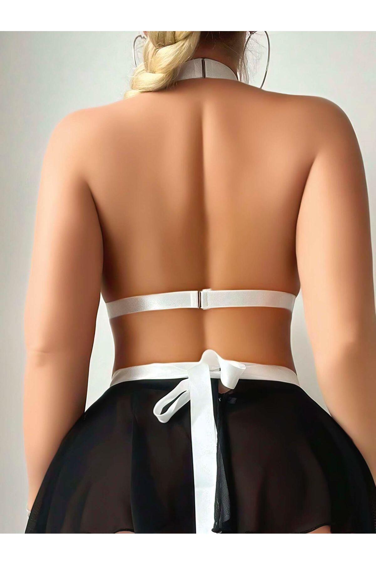 jarse pile SİYAH BEYAZ LEOPAR ETEKLİ KOSTÜM