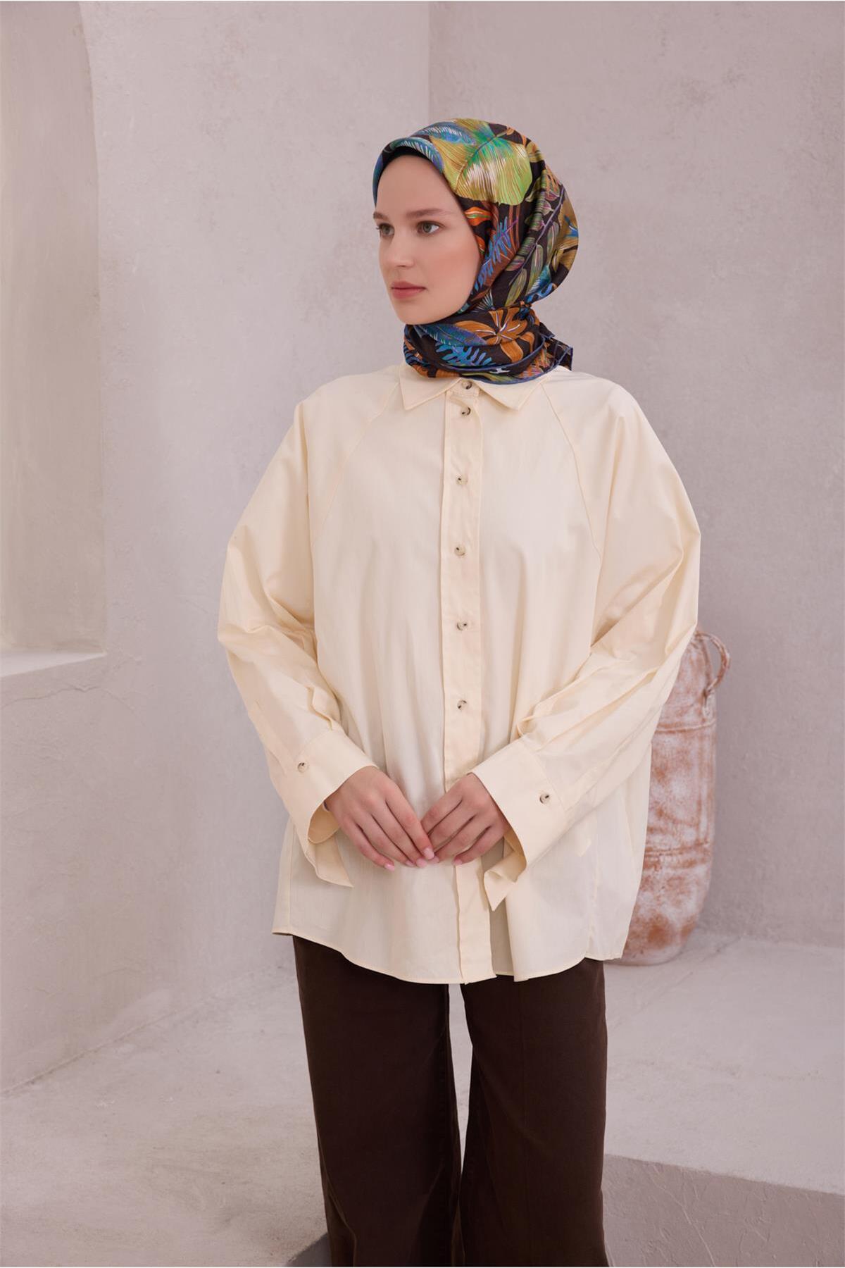 İndigo Çiçek Desen %100 Twill İpek Eşarp 4225 - 04
