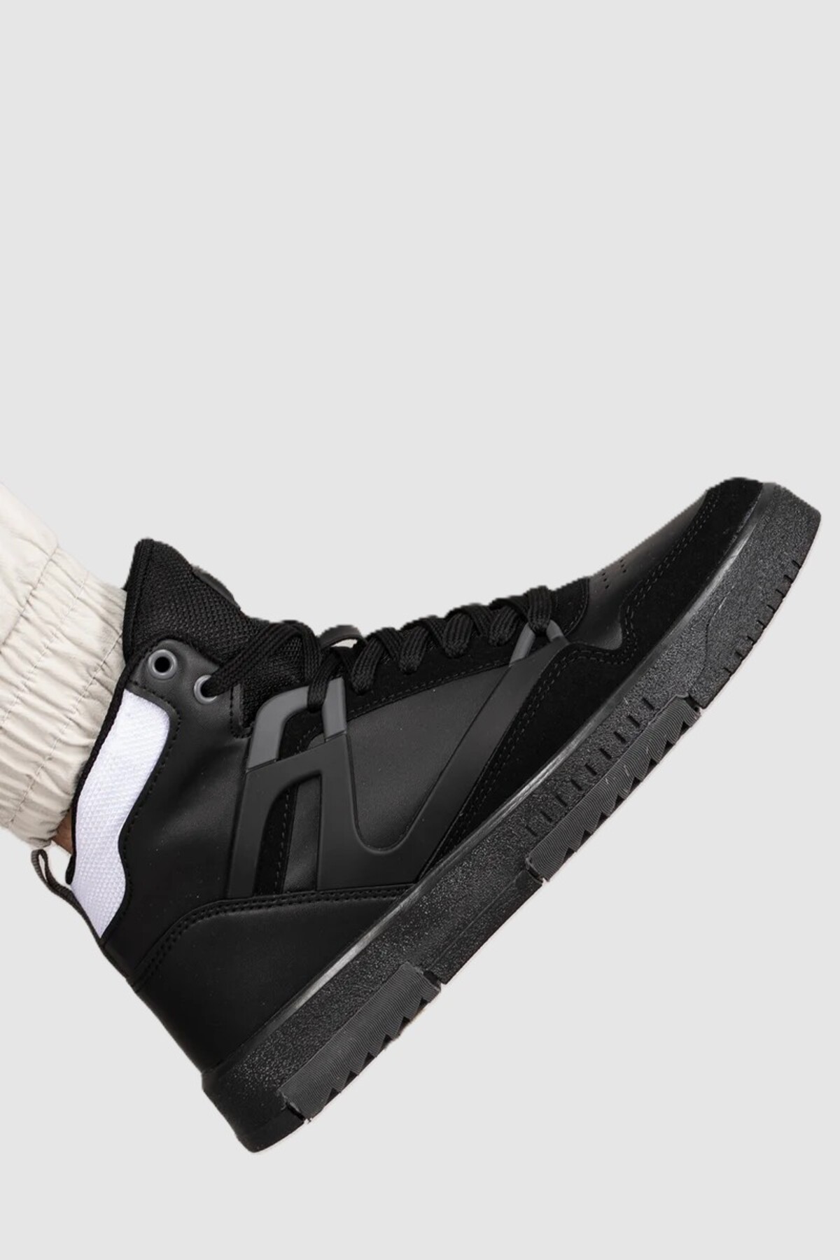 Zerenyus 2263 Premium Erkek Comfort Boğazlı Basket Sneaker Bot Siyah görsel 3