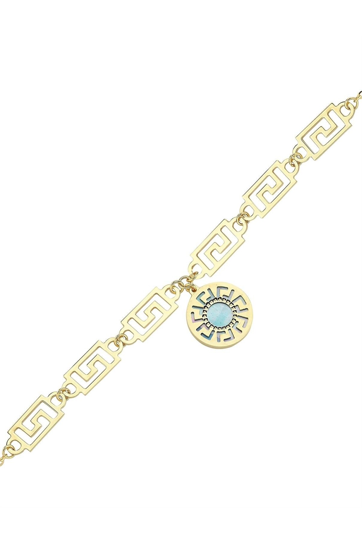 PIRLANT Çift Taraflı Mavi Beyaz Sedefli Altın Bileklik