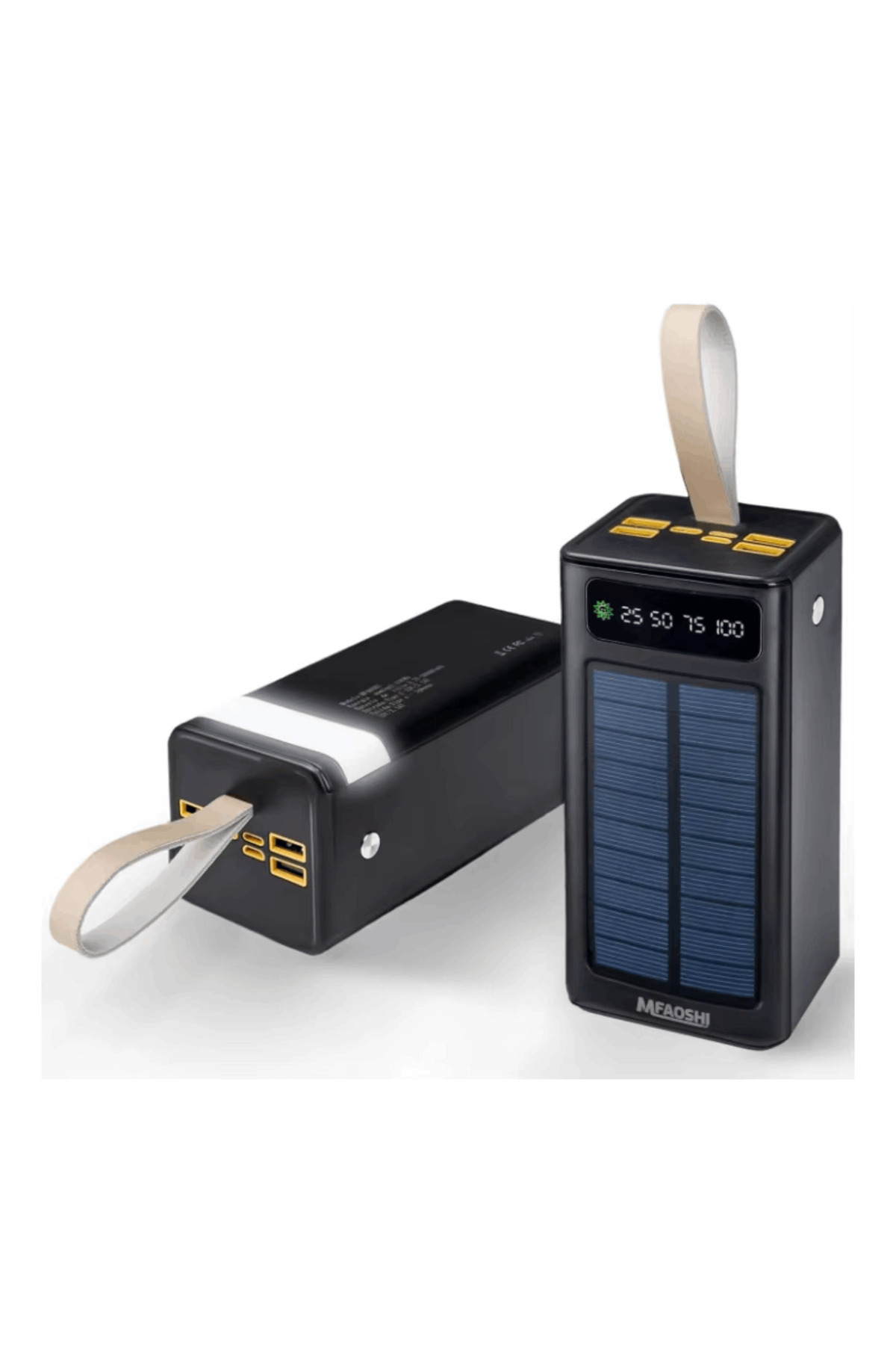 pukotech Güneş enerji powerbank solar 50000mah PD 22.5W hızlı şarj dahili kablolar taşınabilir şarj ışıklı
