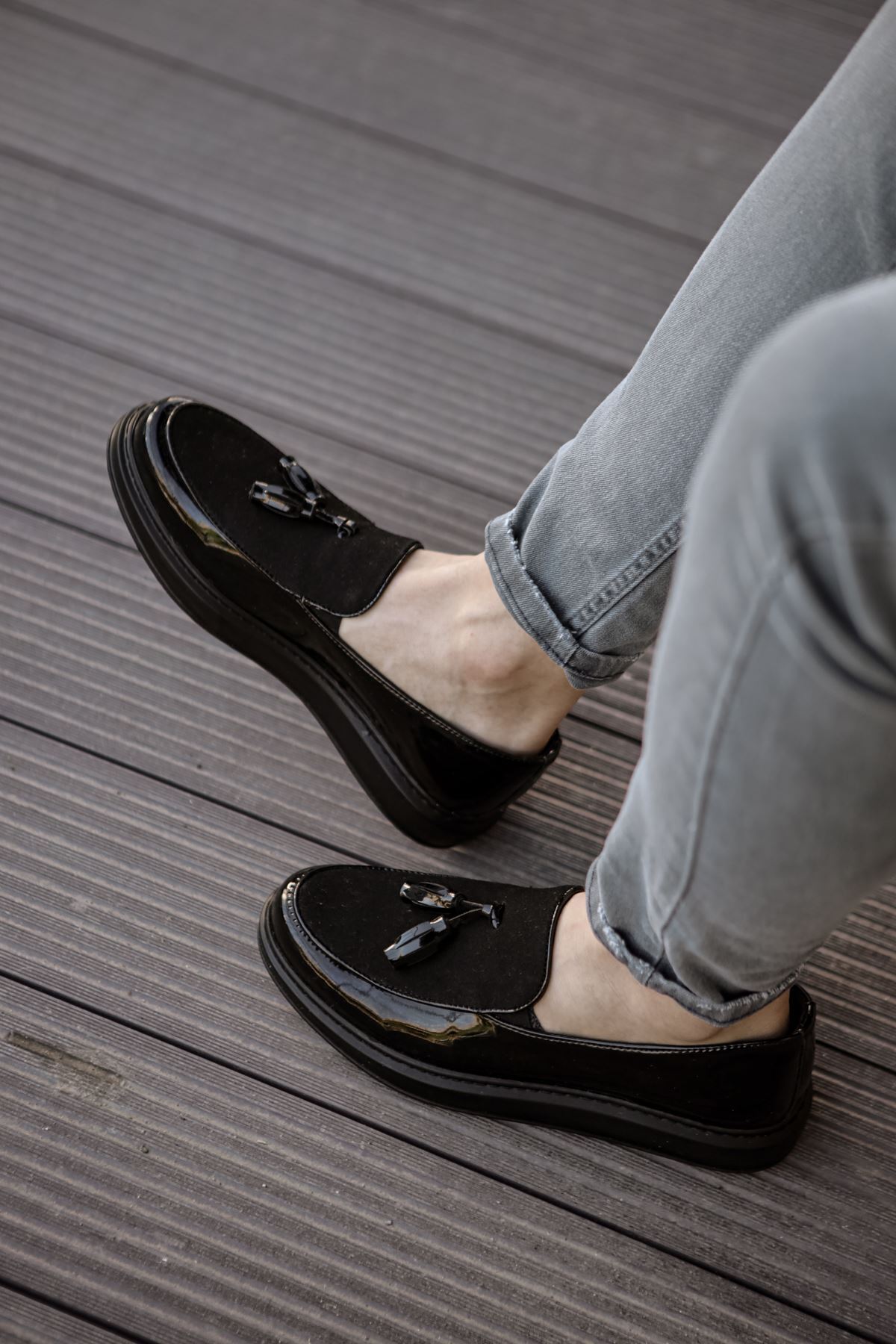 کفش مردانه چرم براق RST Loafer مدل CH002 - مشکی
