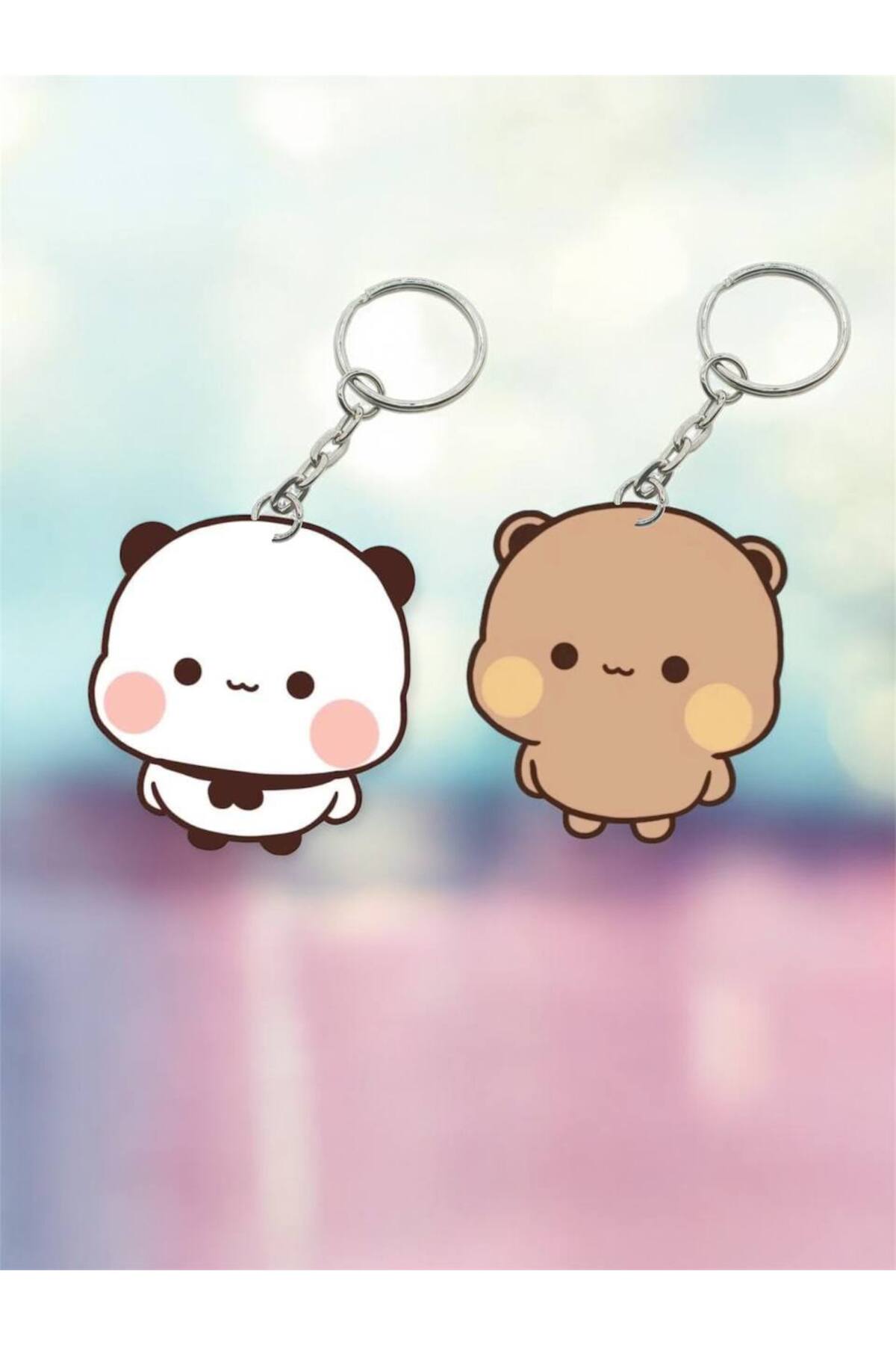 Dudu Bubu Panda Teddy Bear Couple Keychain Set Valentine's Day Valentine Special Gift Bag Ornament
