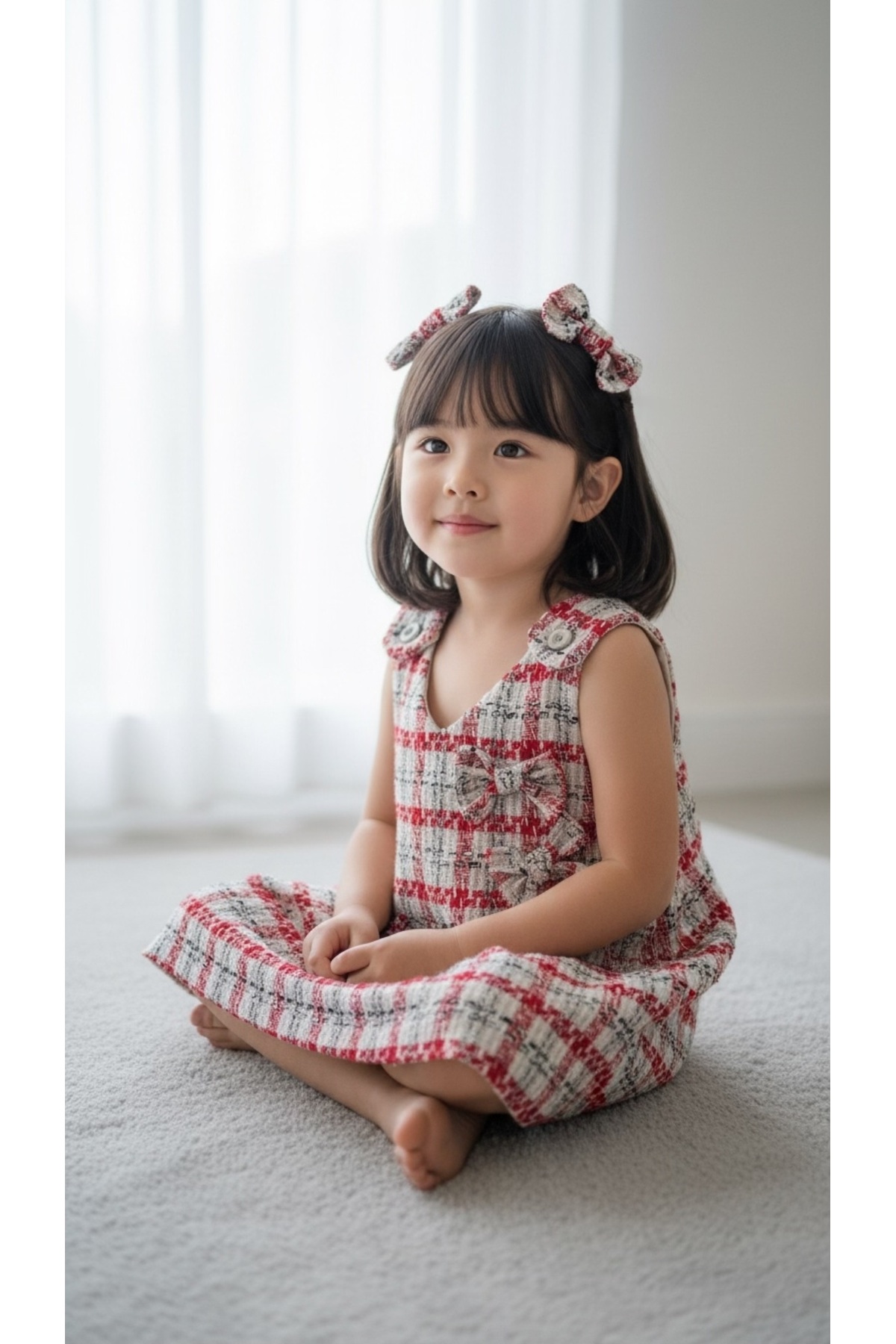 snmbutik Kız Çocuk Şanel Kumaş Askılı Elbise fotoğrafı 2 (önizleme)