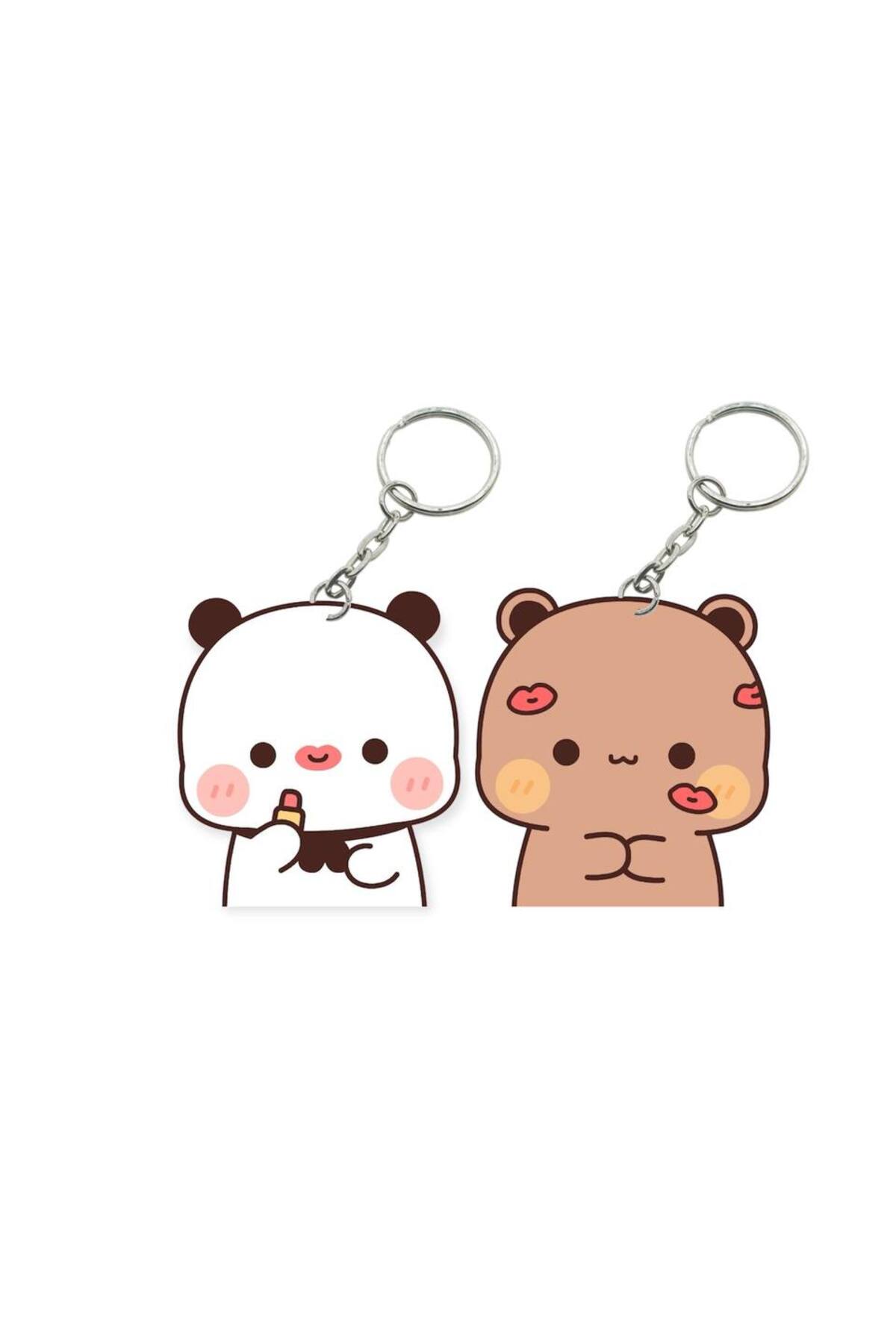 Dudu Bubu Panda Teddy Bear Couple Keychain Set Valentine's Day Valentine Special Gift Bag Ornament