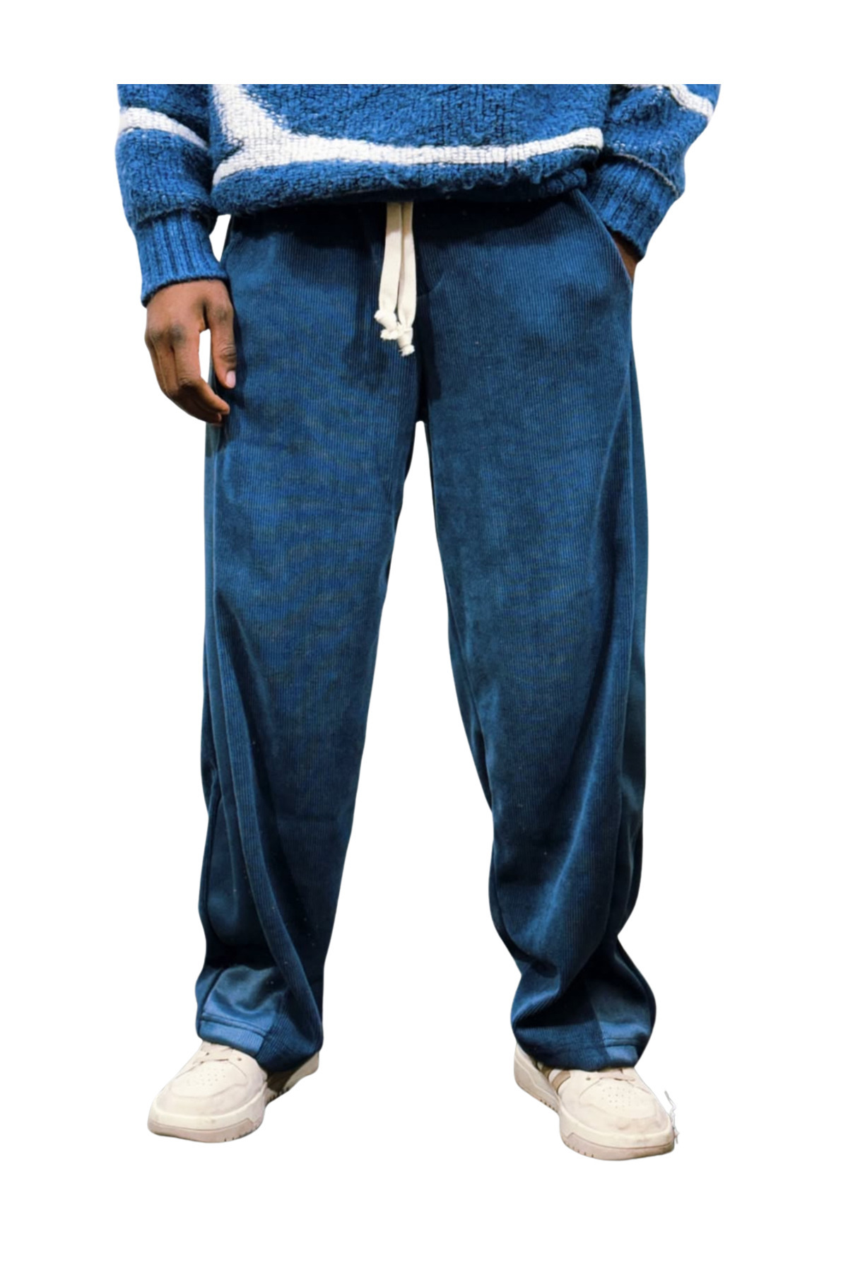 Lemur Fitilli Kadife Spor Pantolon