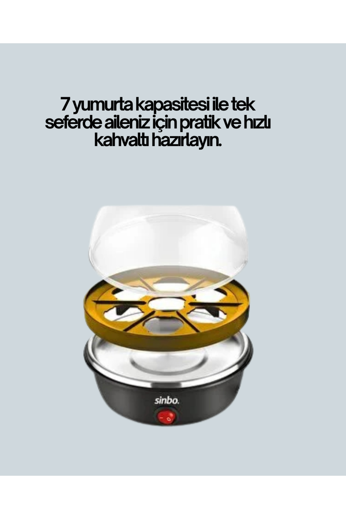 Sepetink Otomatik Kapanma Özellikli Yumurta Pişirme Makinesi 7 Kapasiteli