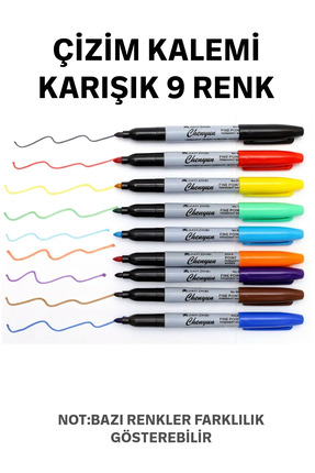 Tattoo 9’lu Profesyonel Vücut Çizim Kalemi Seti - Dövme ve Cilt Markörü