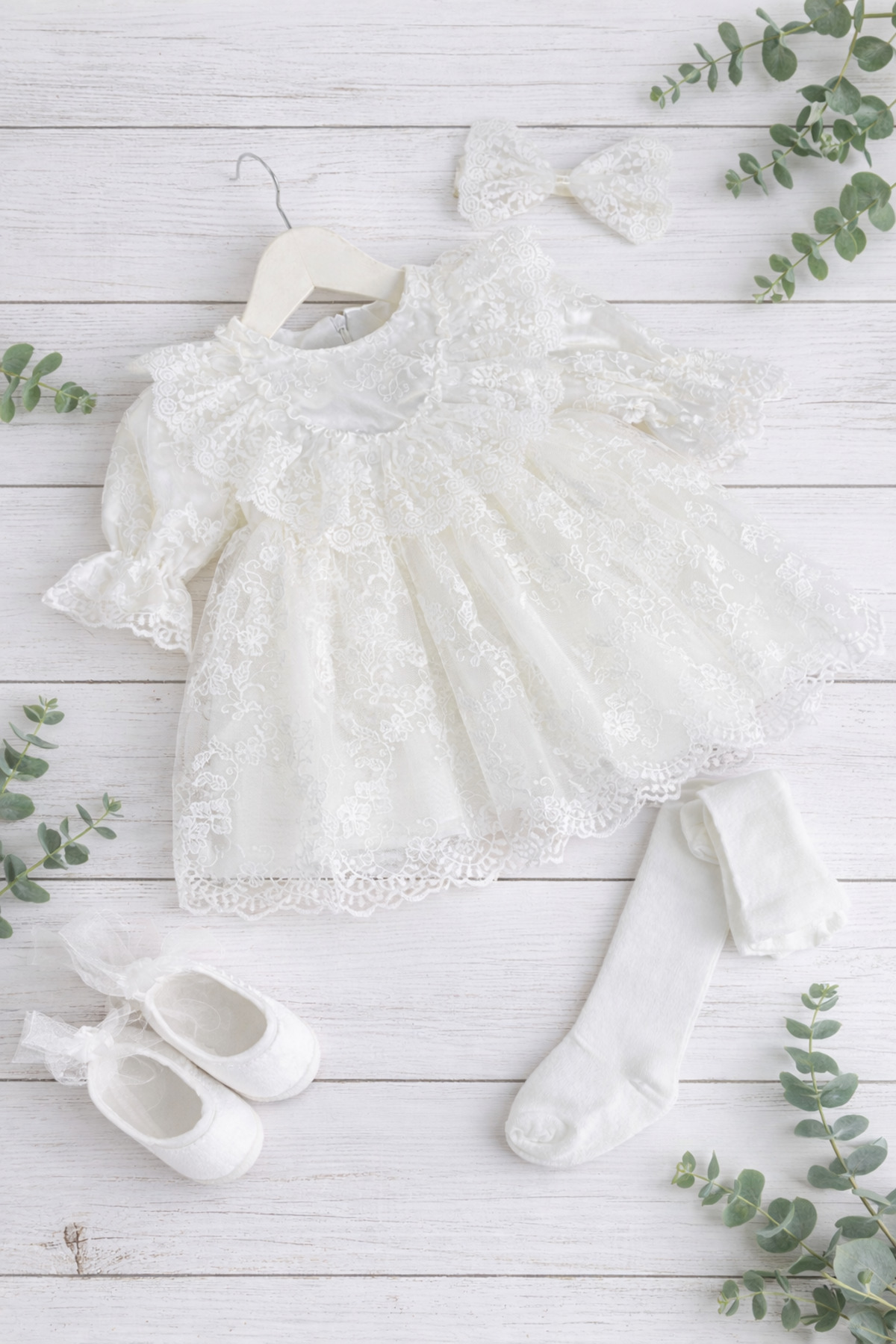 Baharda Nova Kız Bebek Güpürlü / Dantelli 4'lü Mevlüt Elbise Seti fotoğrafı 2 (önizleme)