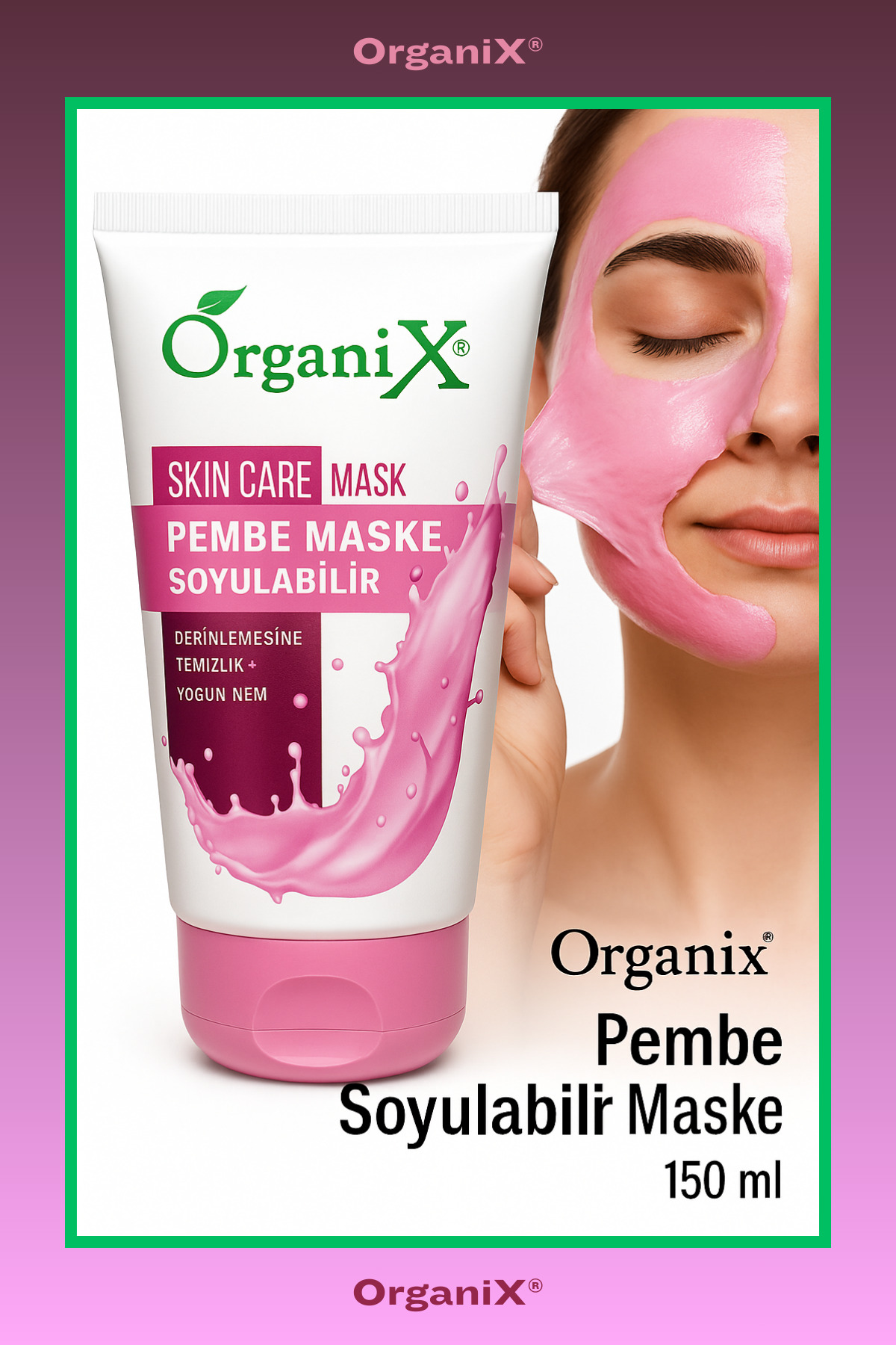 Arınma & Sıkılaştırma Bakım Seti | Soyulabilir Altın Yüz Maskesi + Pembe Peel Off Maske 2×150ml — organix-altın-pembe-2x150 — تصویر 6 از 7