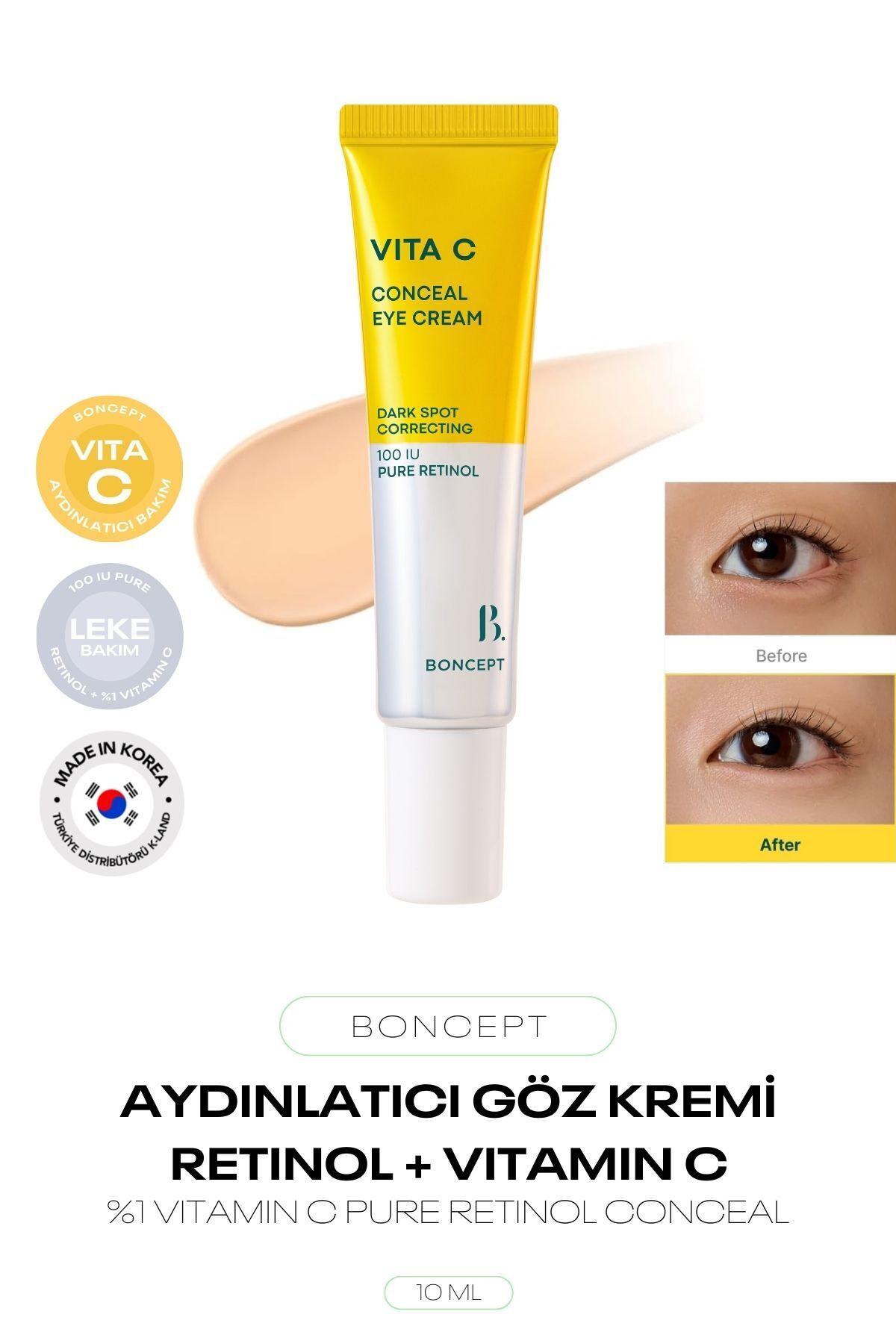 Retinol ve C Vitamini İçeren Aydınlık Görünüm Sağlayan Conceal Göz Kremi Vita C Eye Cream — 8806194078236