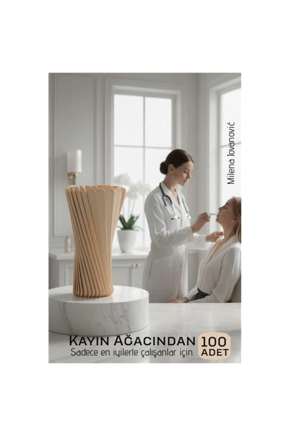 PAZAR DÜNYASI BFS Steril Ahşap Abeslang Dil Çubuğu - 100 Adet | Profesyonel Klinik Tip, Pürüzsüz Dokulu Dayanıklı