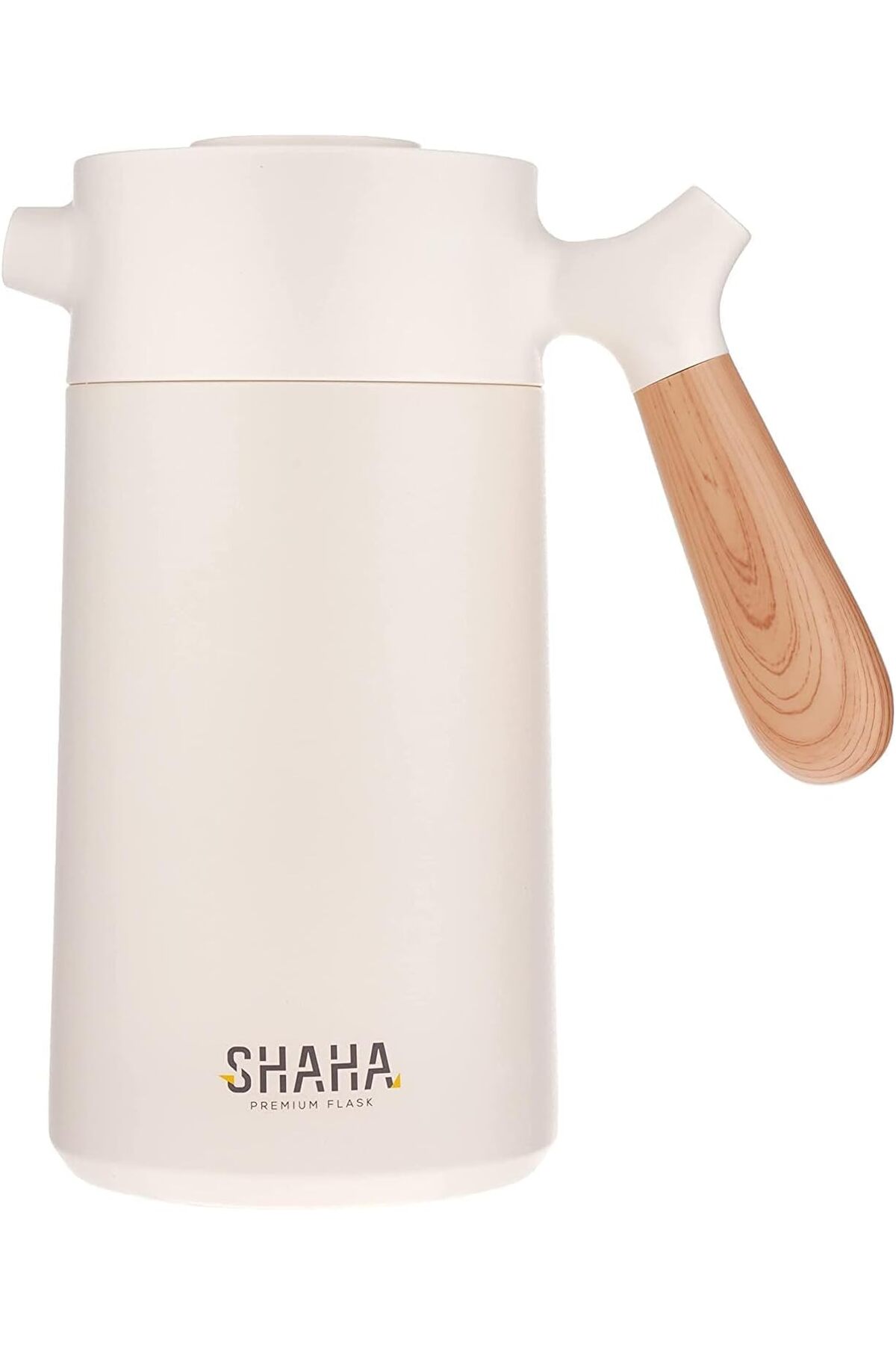 ترمس شاها بلاستيك فاخر بمقبض خشبي – عزل حراري قوي للمشروبات الساخنة والباردة