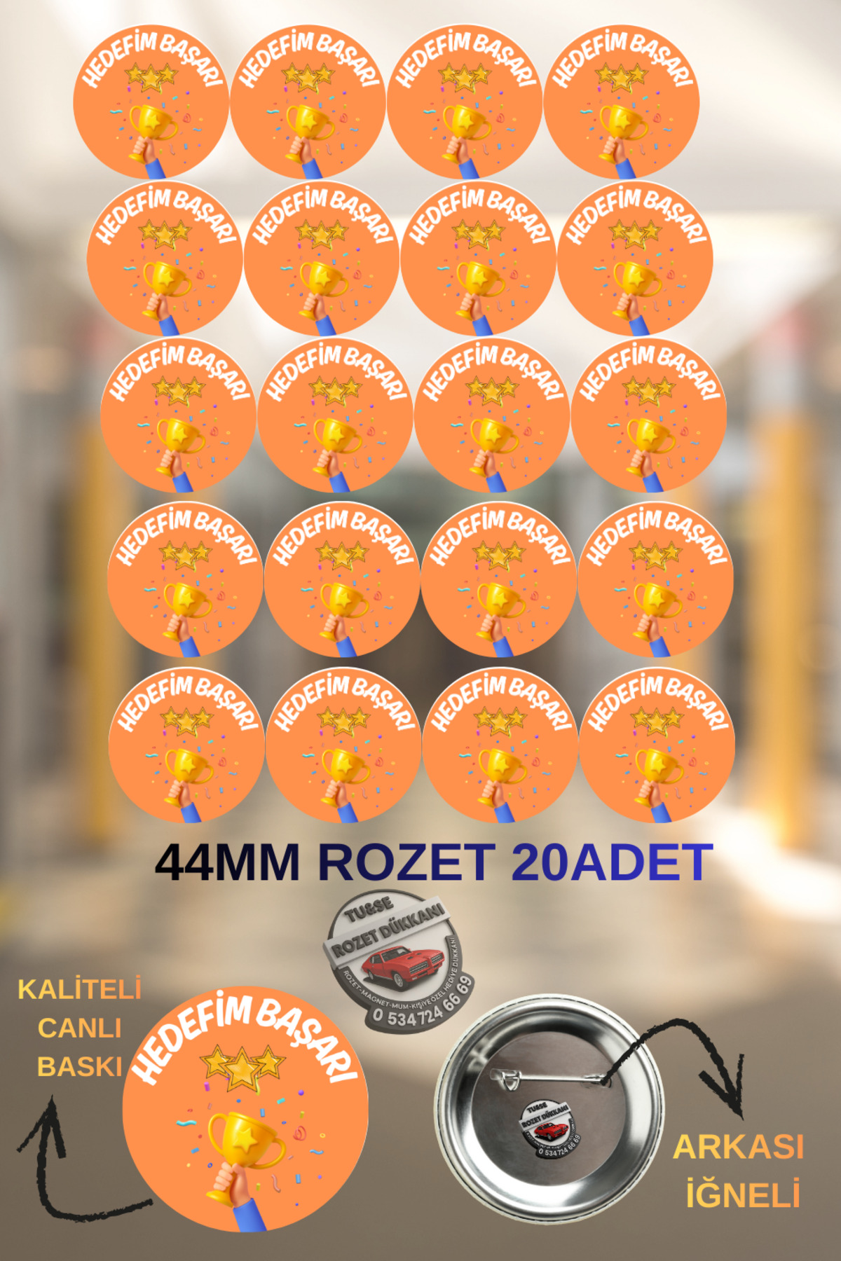 tuse rozet dükkanı Hedefim Başarı Rozeti 20 Adet | 44mm İlkokul Başarı ...