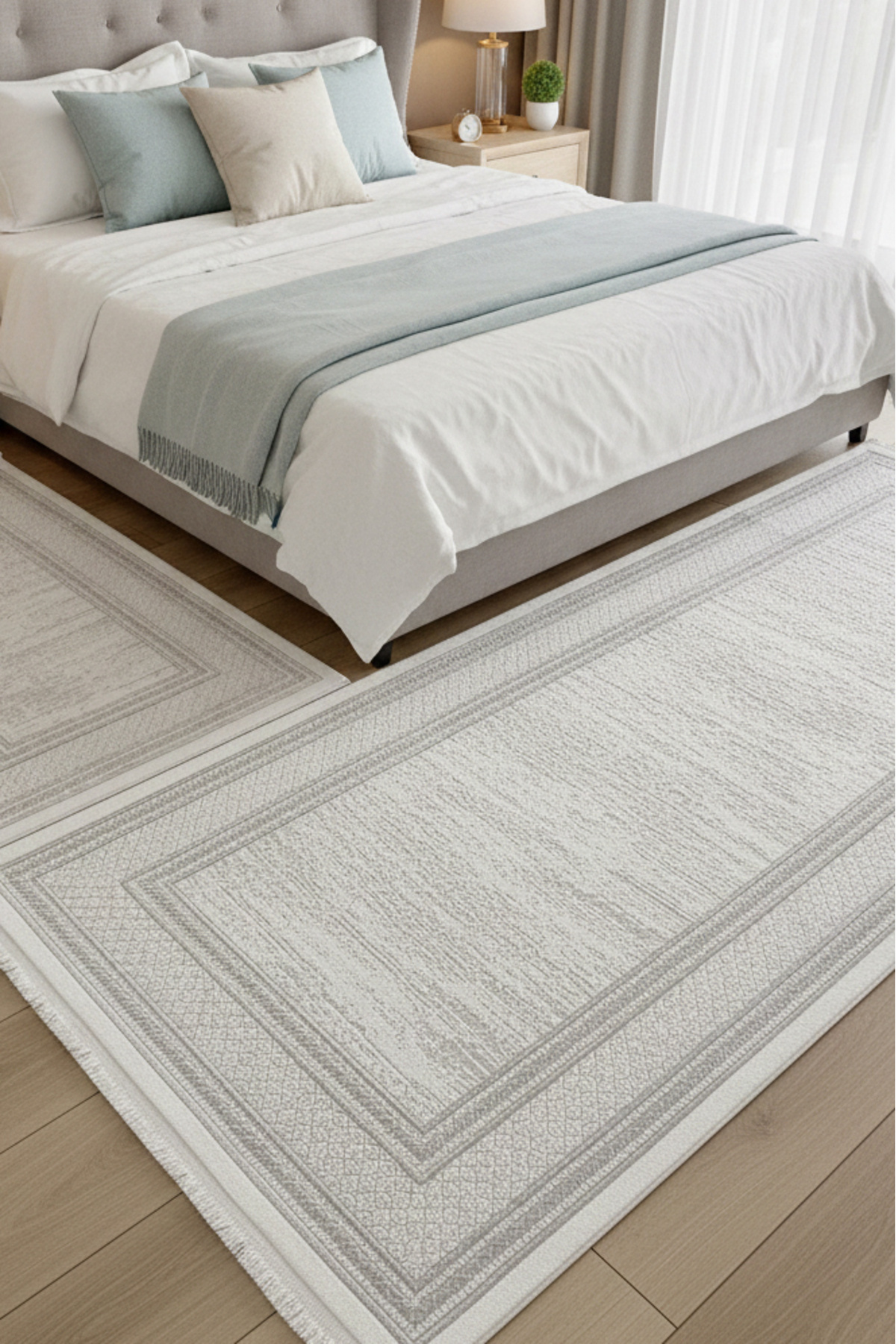 Bedroom Rug 3-Piece Set Classic Patterned Rug Soft Textured Modern Woven Rug 2 pcs 80x150cm + 1