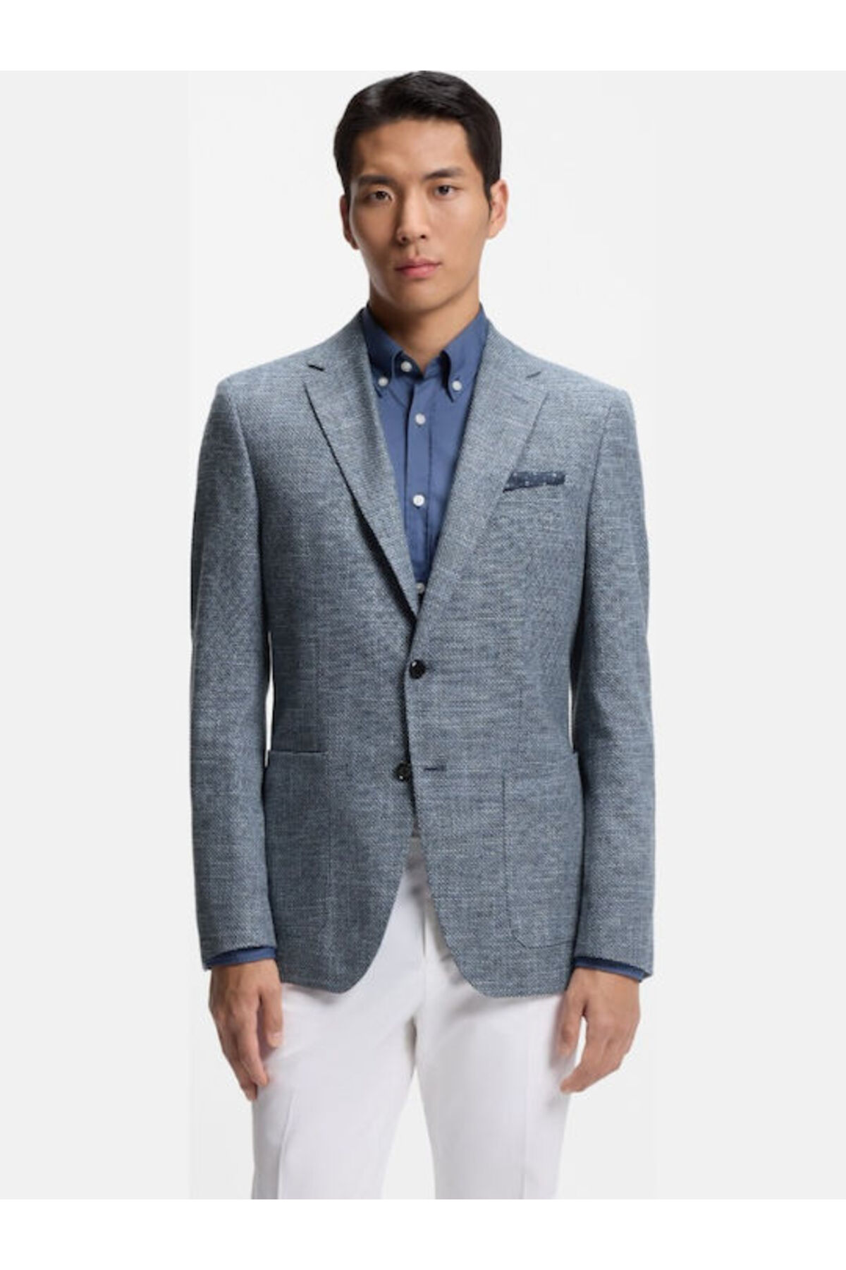 باس کاپشن مردانه طرح‌دار نخی انعطاف‌پذیر، سایز معمولی، سرمه‌ای، کد ۵۰۵۵۶۹۱۰-۴۰۴