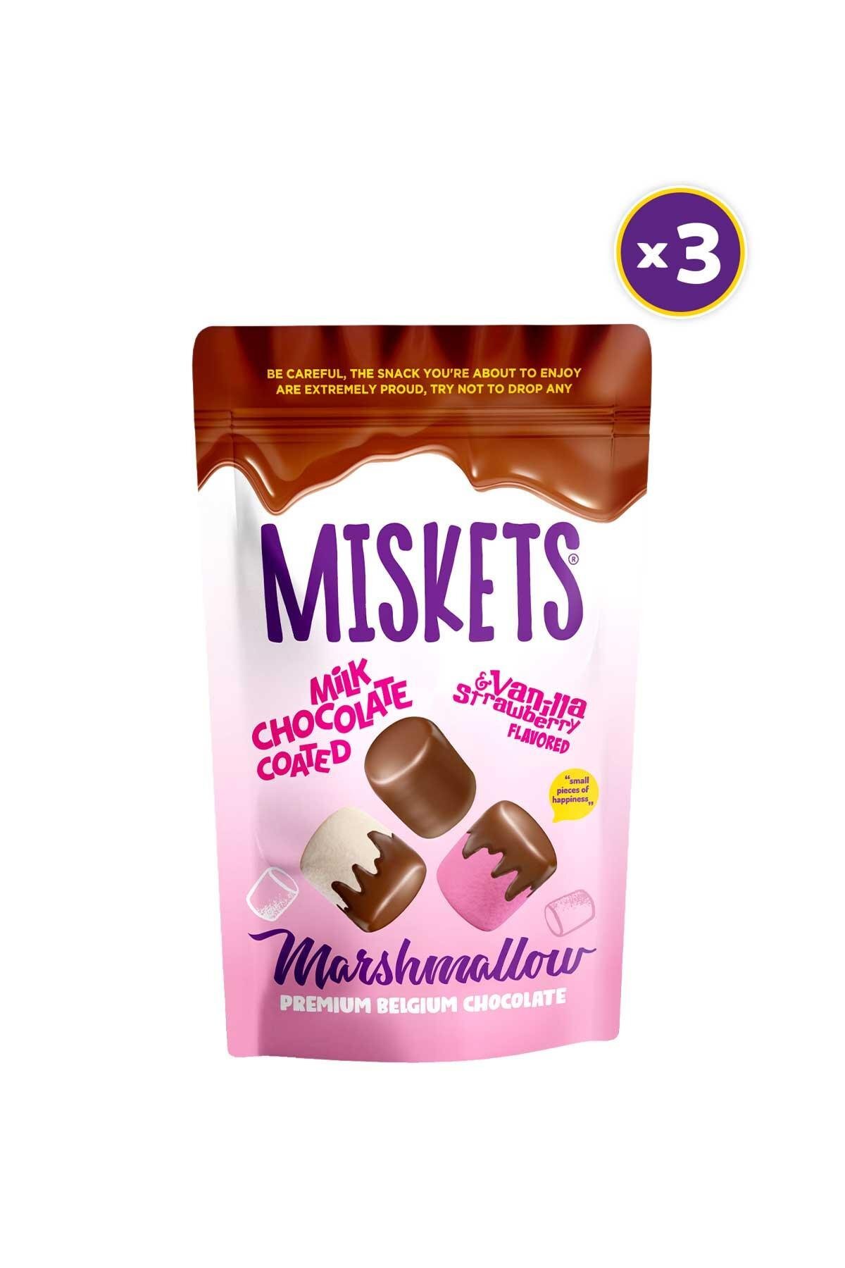 Miskets Sütlü Çikolata Kaplamalı Çilek Ve Vanilya Aromali