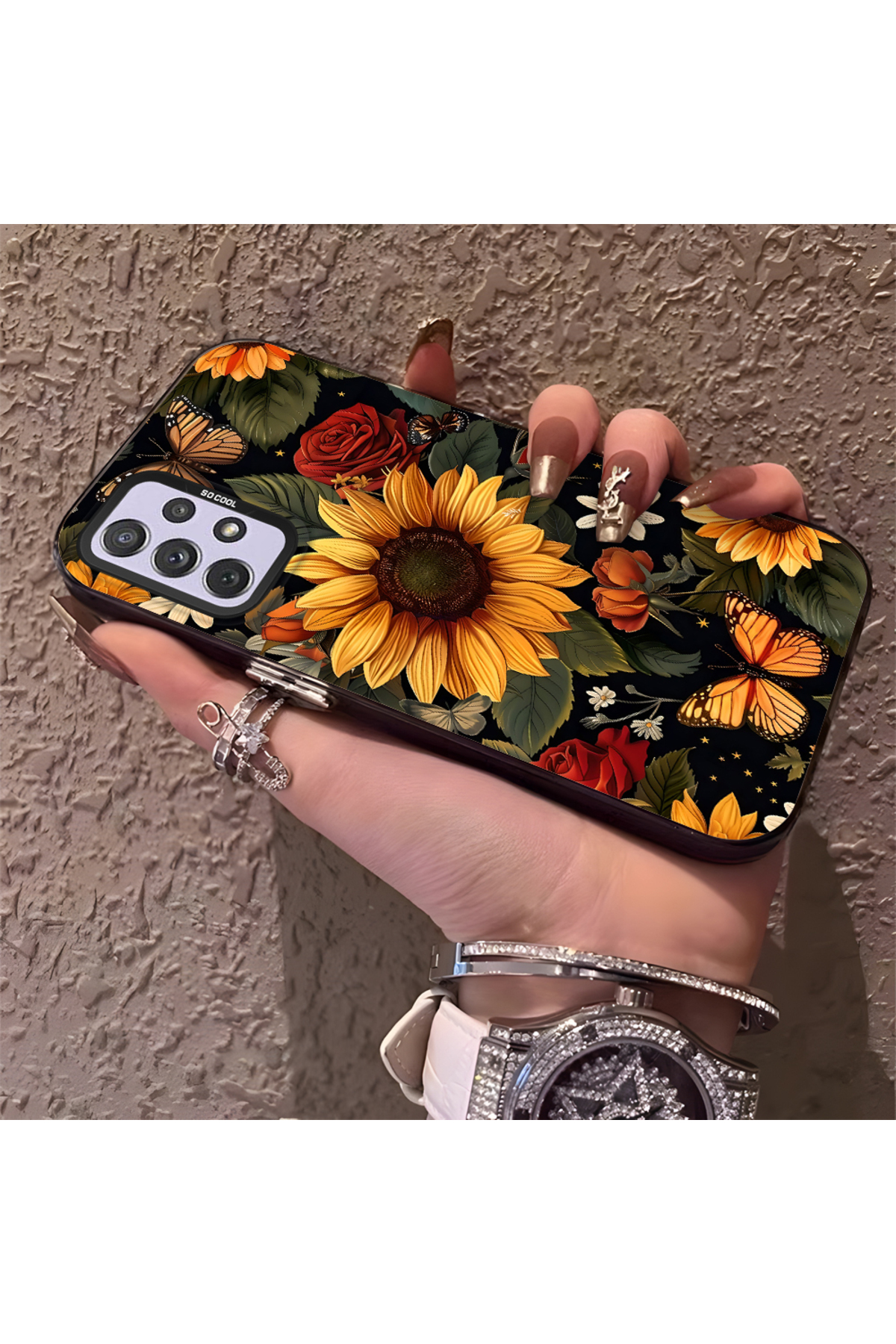 Samsung Galaxy A72 Compatible Phone Case Camera protection Hard Back Anti Fall Fresh flowers