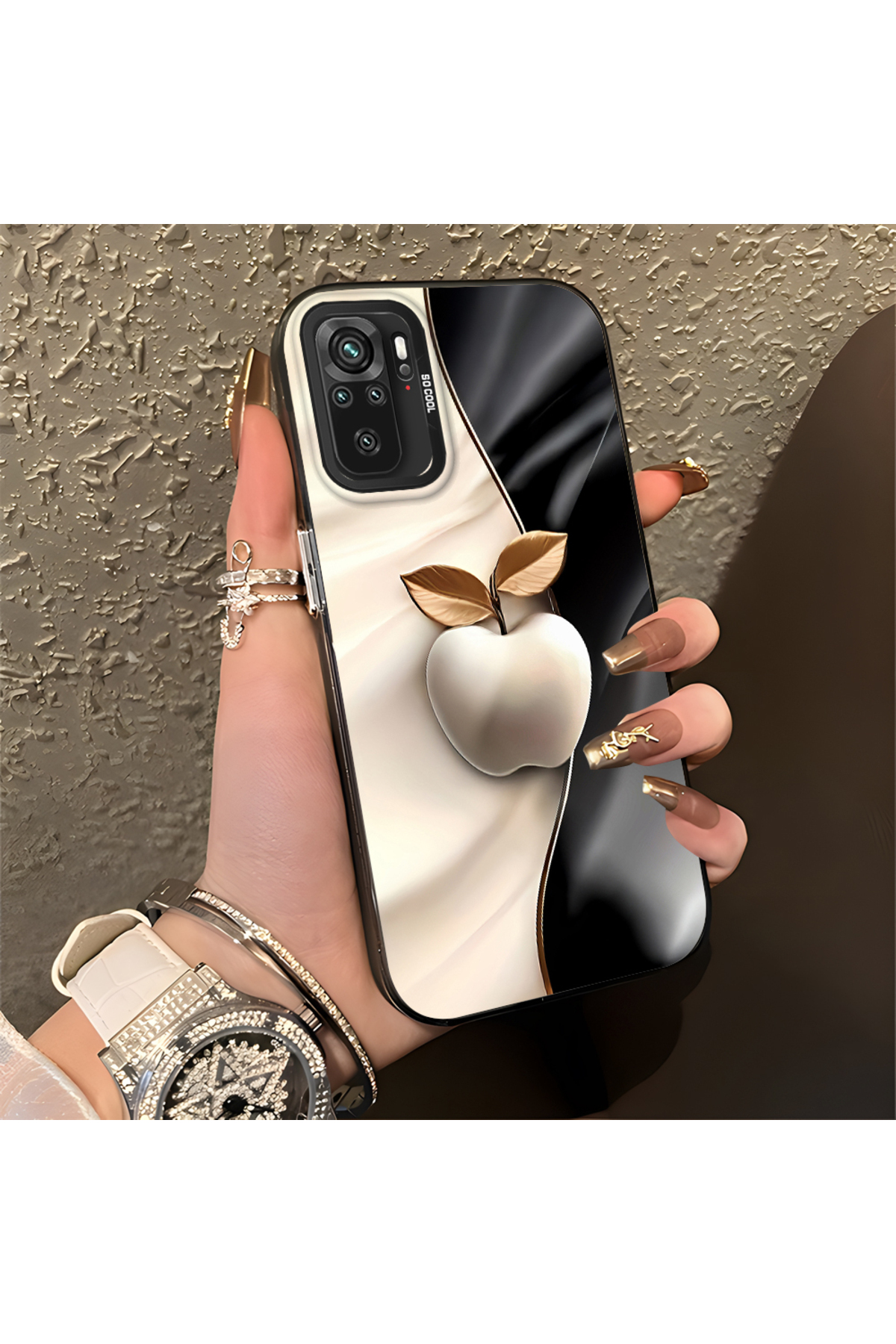 Xiaomi Redmi Note 10S Compatible Case Hard shell Anti Fall Phone Case Apple Pattern