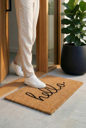 Koza Home Coco Hello El Yazısı Kıl Kapı Önü Paspası 40x60 3681