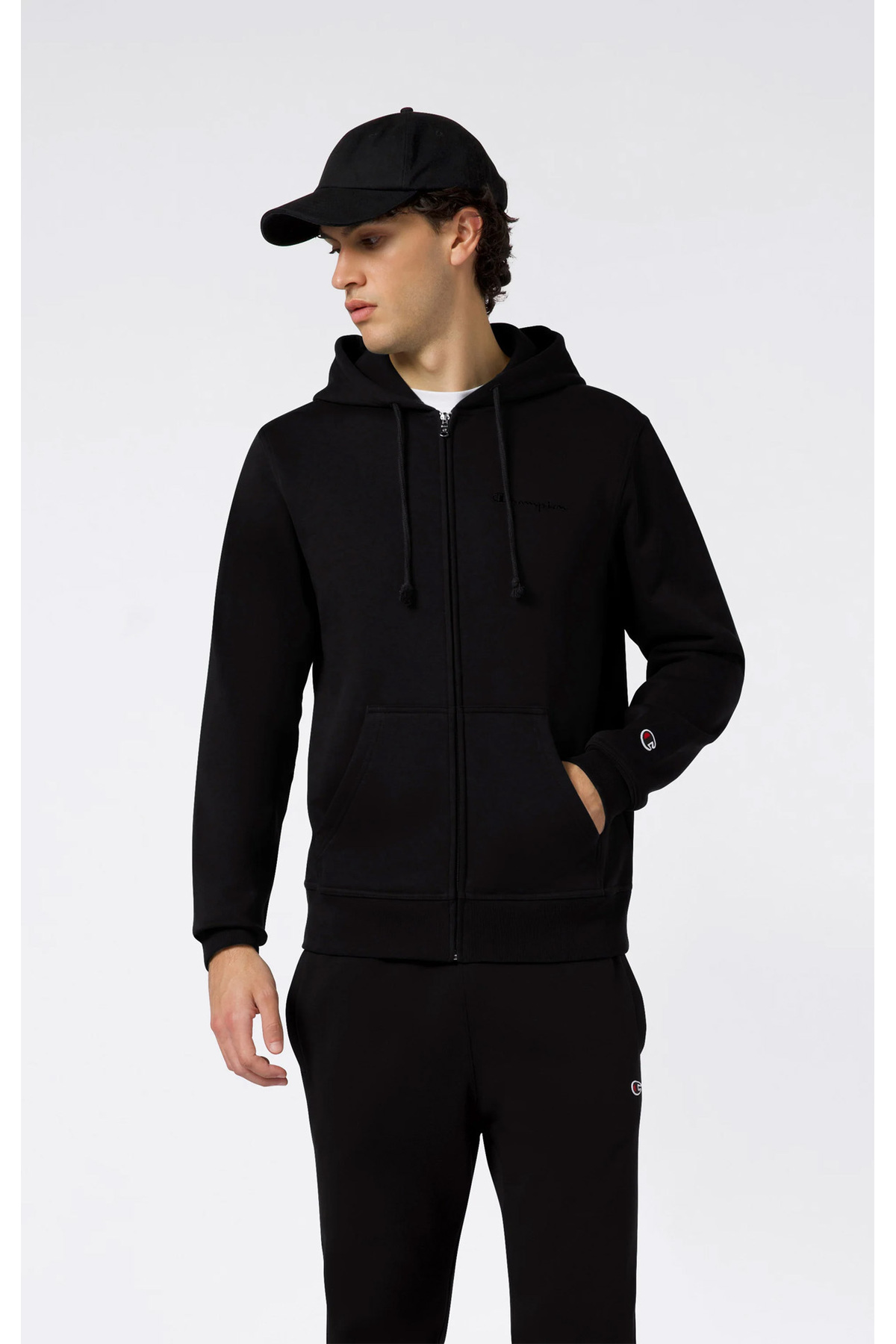 Champion Full Zip Hoodie Sweatshirt Erkek Siyah Sweatshirt