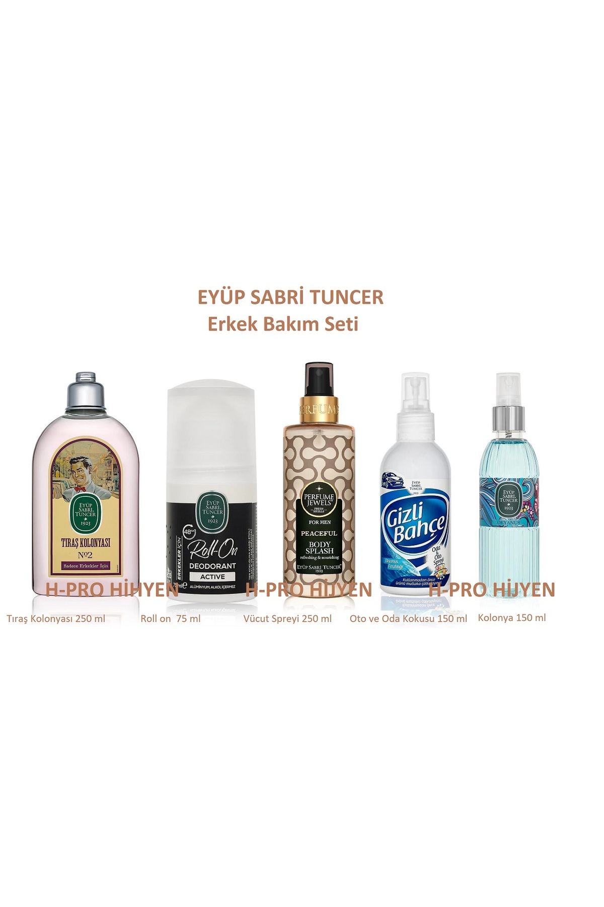 Eyüp Sabri Tuncer ERKEK BAKIM SETİ, TIRAŞ KOLONYASI, ROLL ON, VÜCUT SPREYİ, OTO KOKUSU VE KOLONYA — hpro-estseries0477