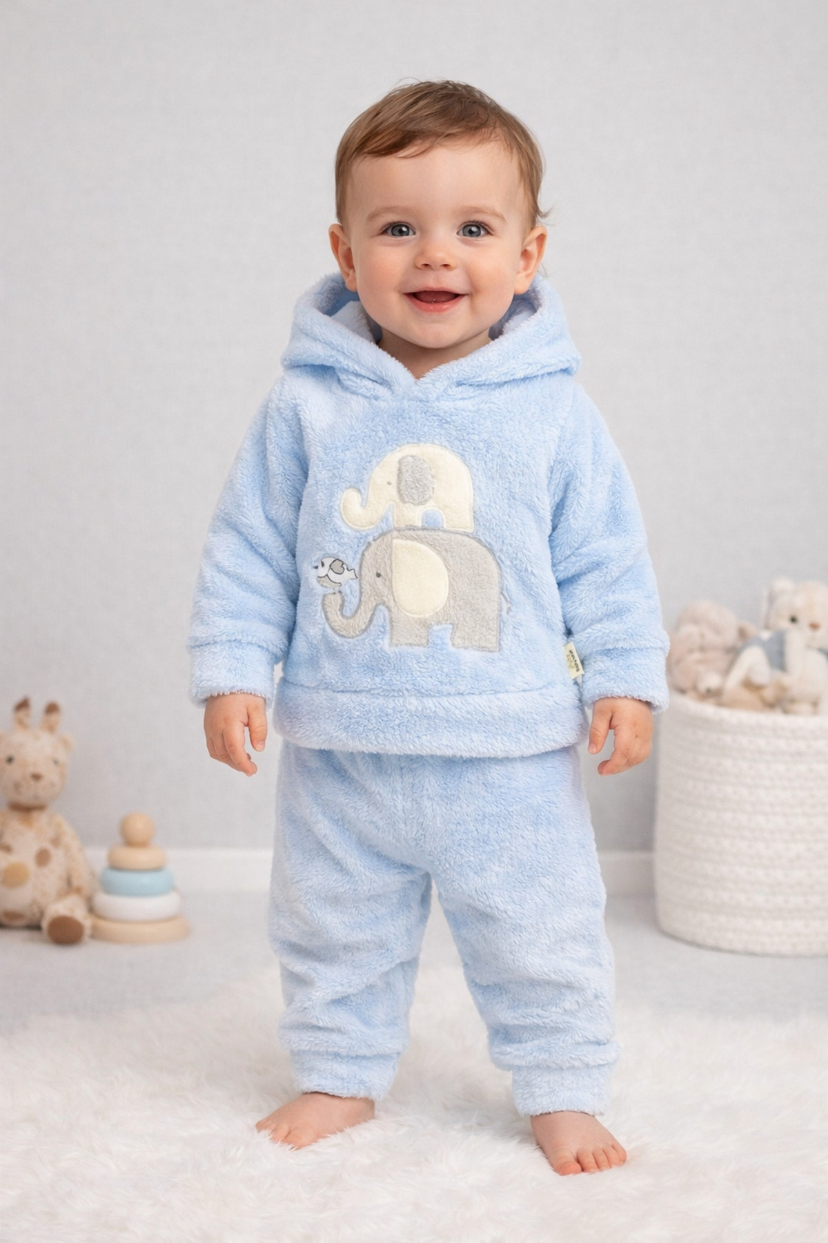 Arı Bebe Erkek bebek Velsoft Kapüşonlu İkili Eşofman Takımı fotoğrafı 2 (önizleme)