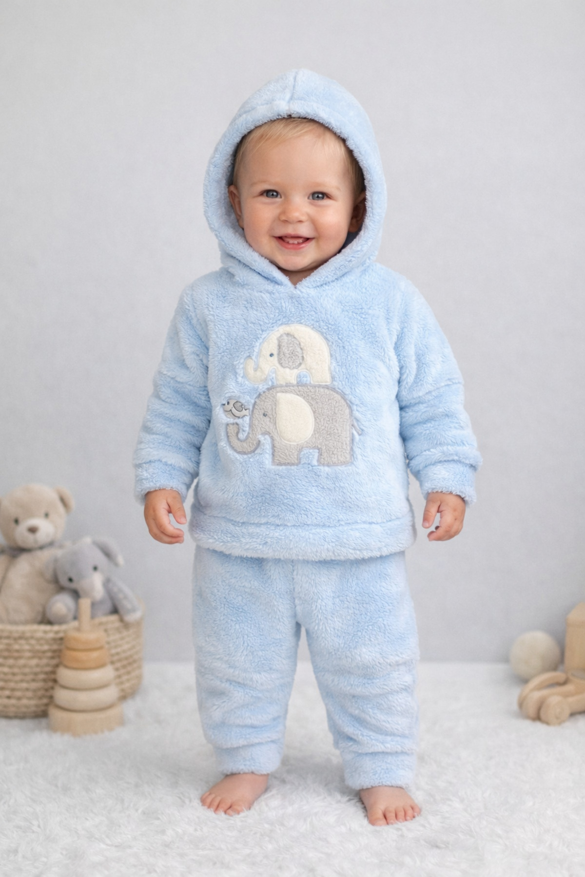 Arı Bebe Erkek bebek Velsoft Kapüşonlu İkili Eşofman Takımı fotoğrafı 3 (önizleme)