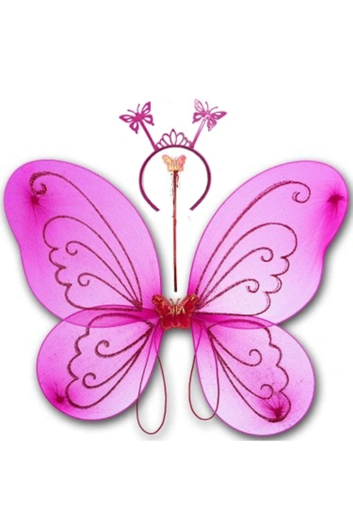 تاج و عصای بال پروانه‌ای رنگ فوشیا