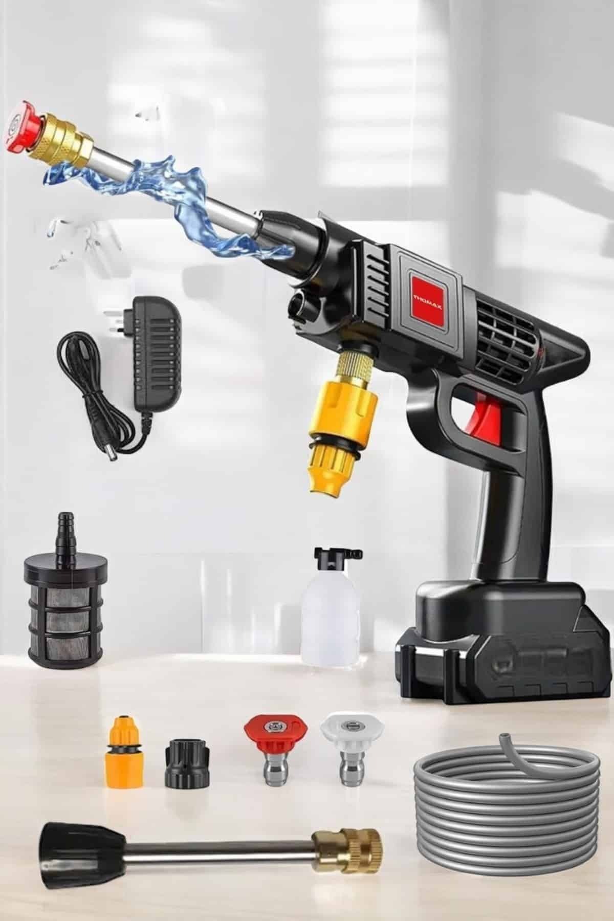 Sepetink Şarjlı Oto Yıkama Tabancası Su Basınçlı Hazneli Bataryalı