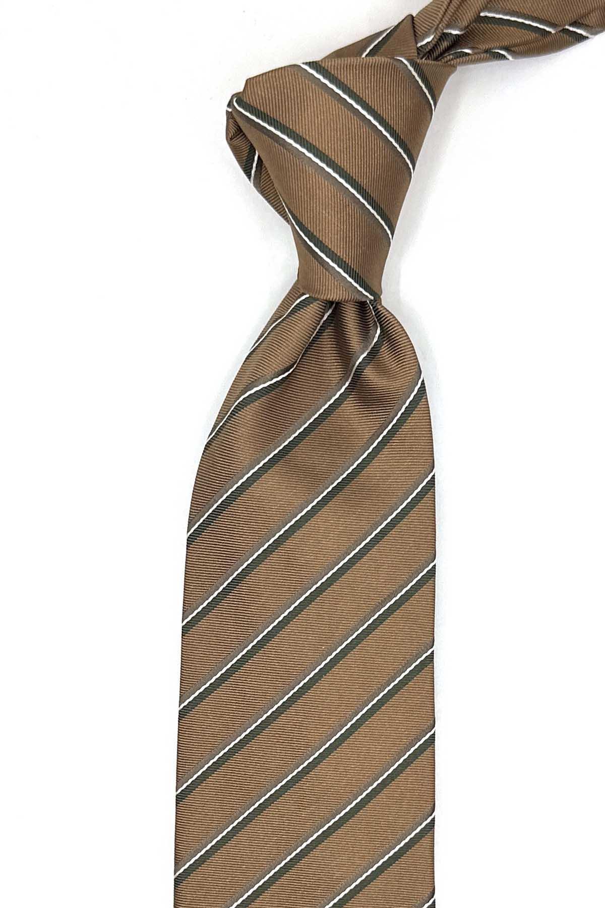  کراوات ابریشمی ایتالیایی قهوه‌ای ورو استایل مدل IK2206