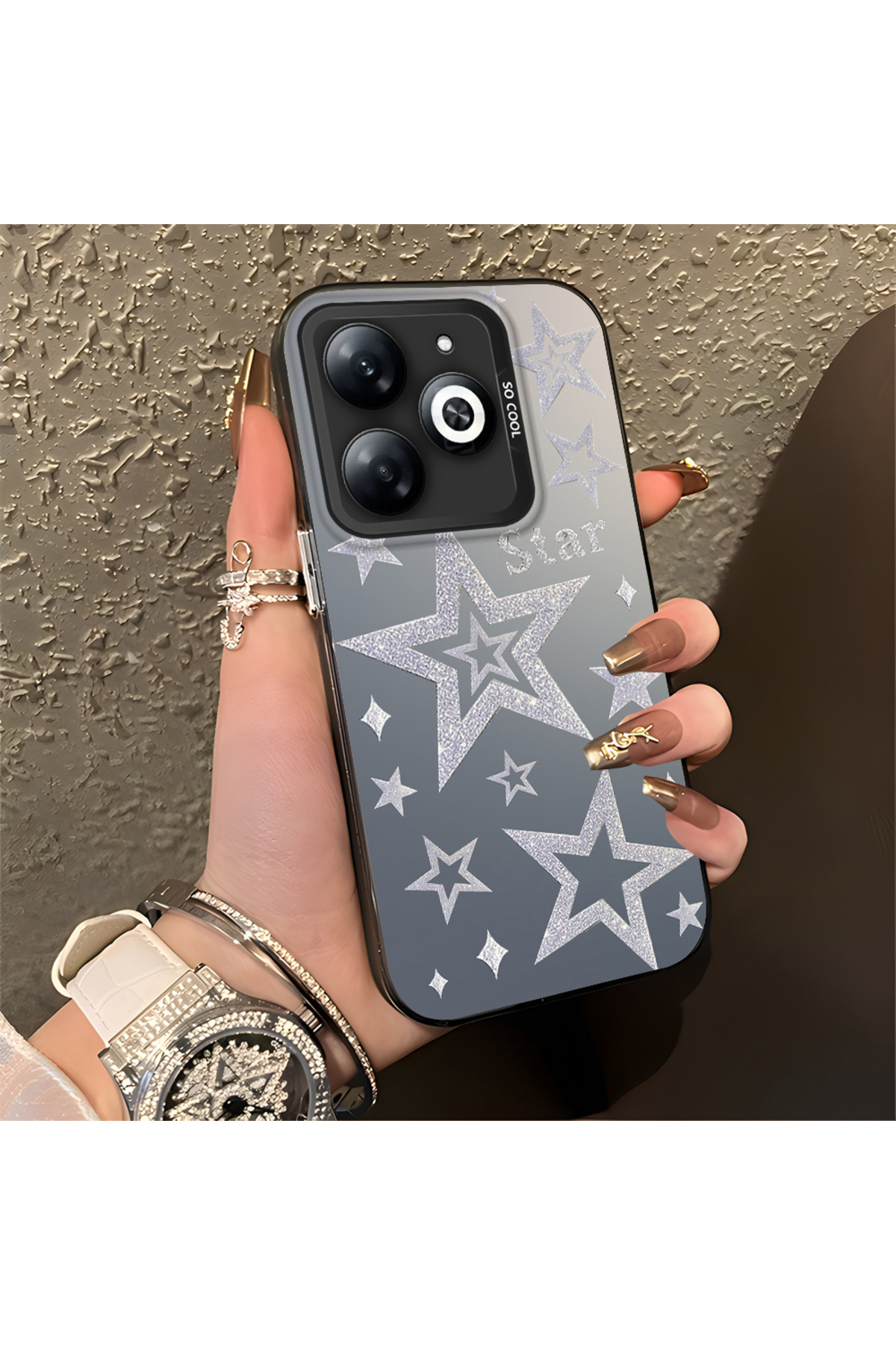 Infinix Hot 40i Compatible Case Hard shell Anti Fall Phone Case Star
