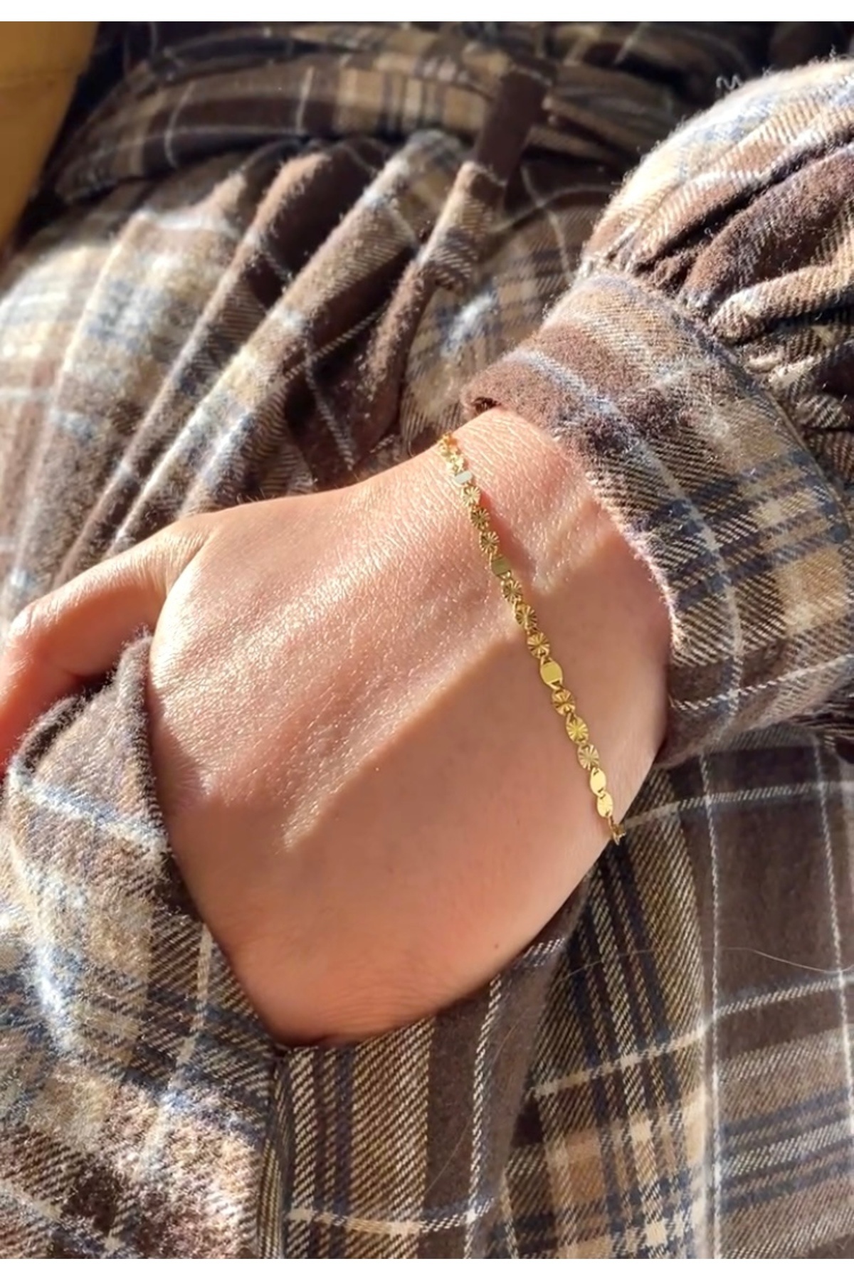 Onseva Kuyumculuk 14 Ayar Altın Zarif Işıltılı Bileklik