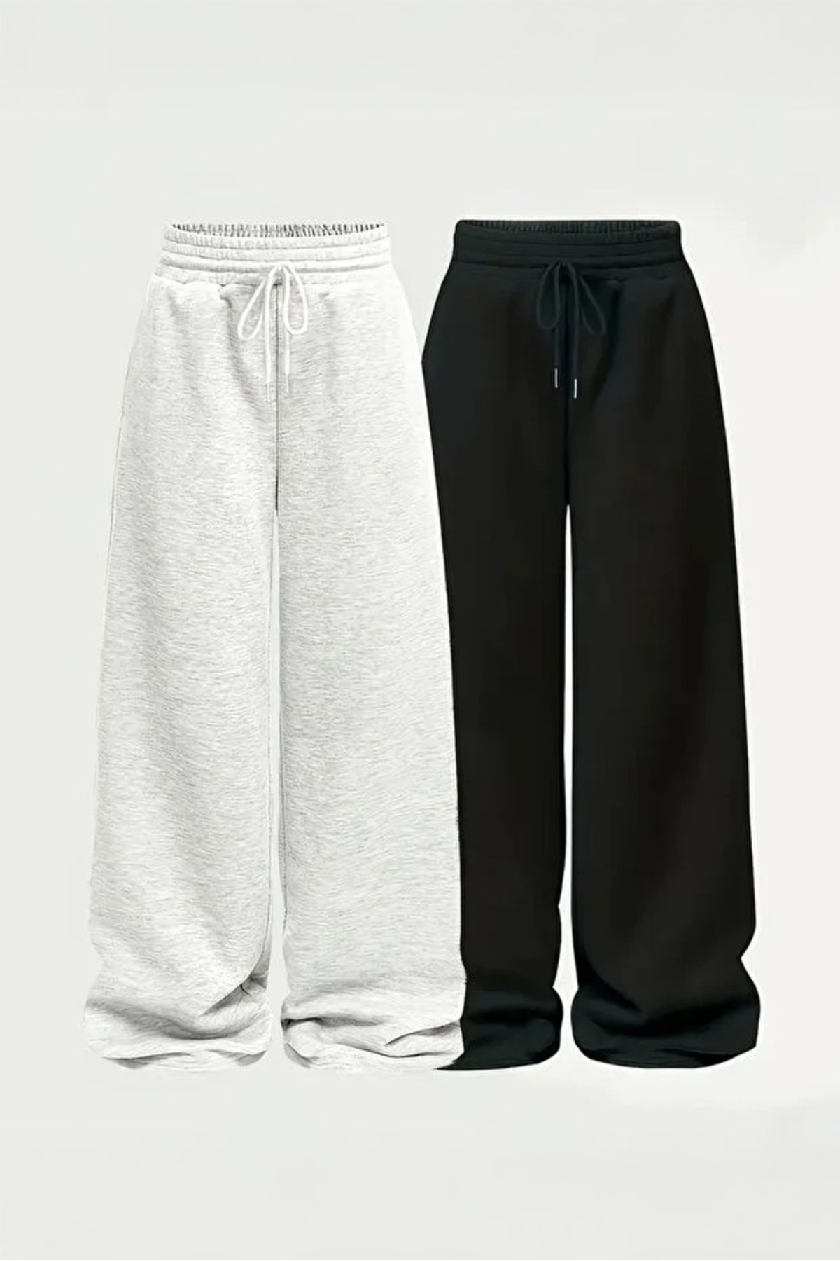 De Carte  Kadın Bol Kesim Geniş Paça Oversize Siyah&Gri Pantolon Tarz Eşofman Altı