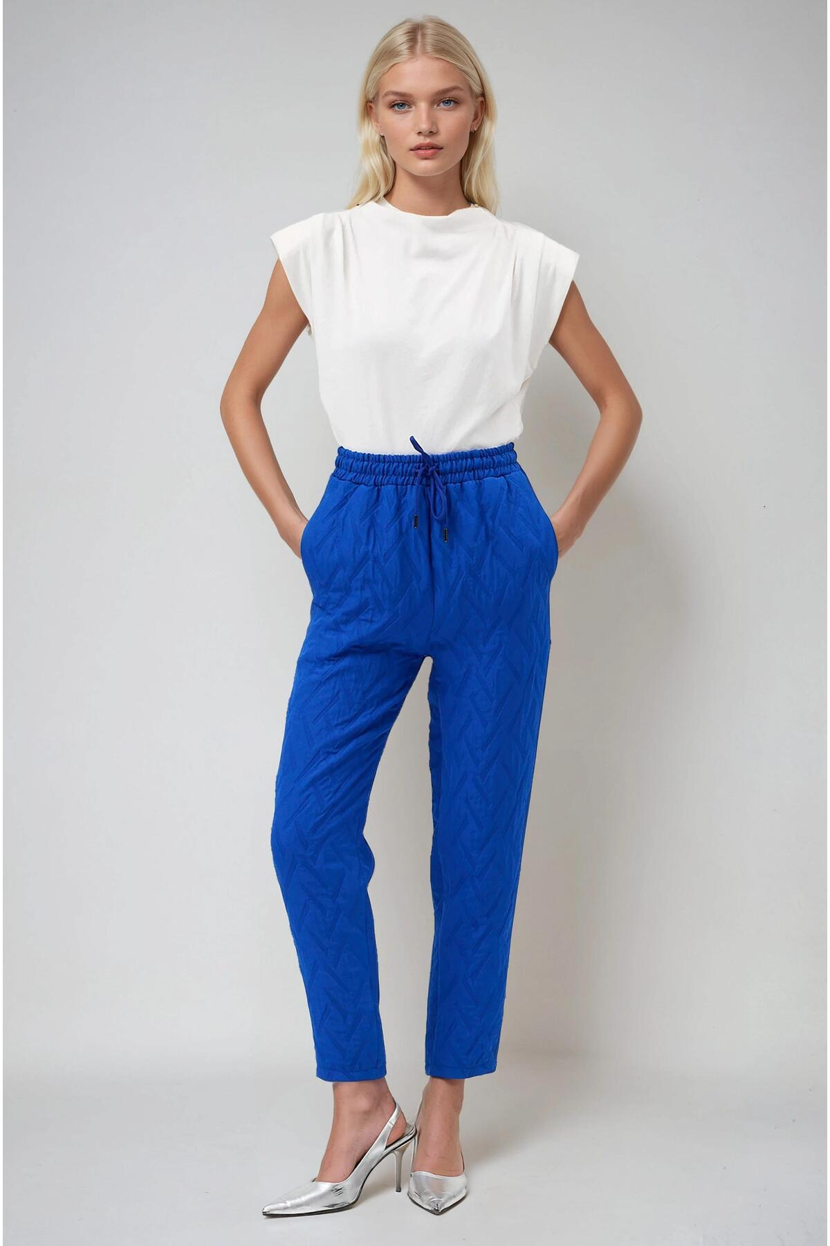 Saxe Elastic Waist and Patterned Carrot Pants 0095 R4-K-K3