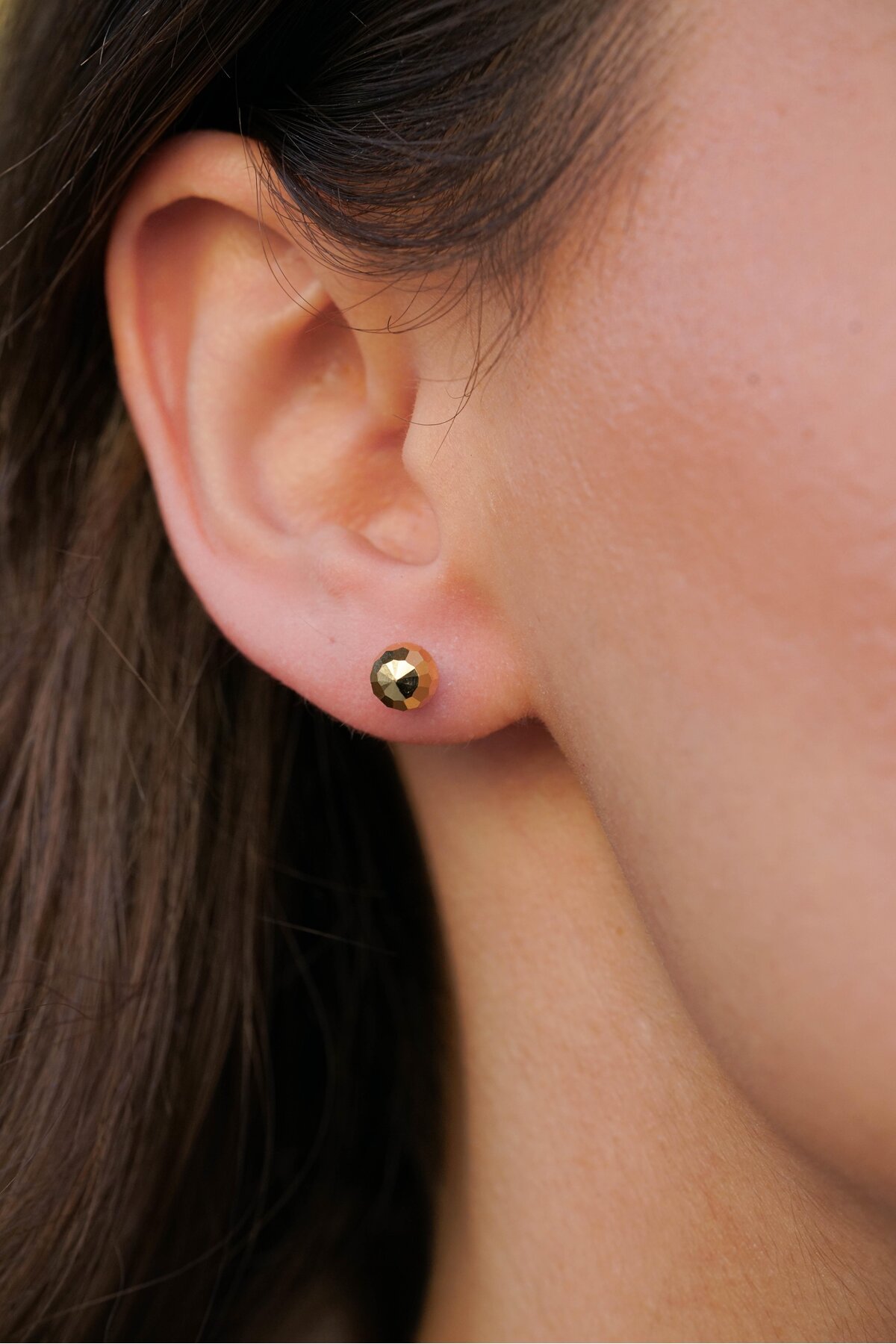 Candaş kuyumculuk 14 Ayar Altın Tekli Köşeli Top Küpe