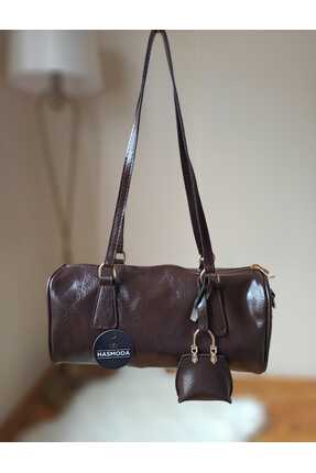 HAS MODA Kadın Baget Şık Tasarım Charm Detaylı El ve Omuz Çantası